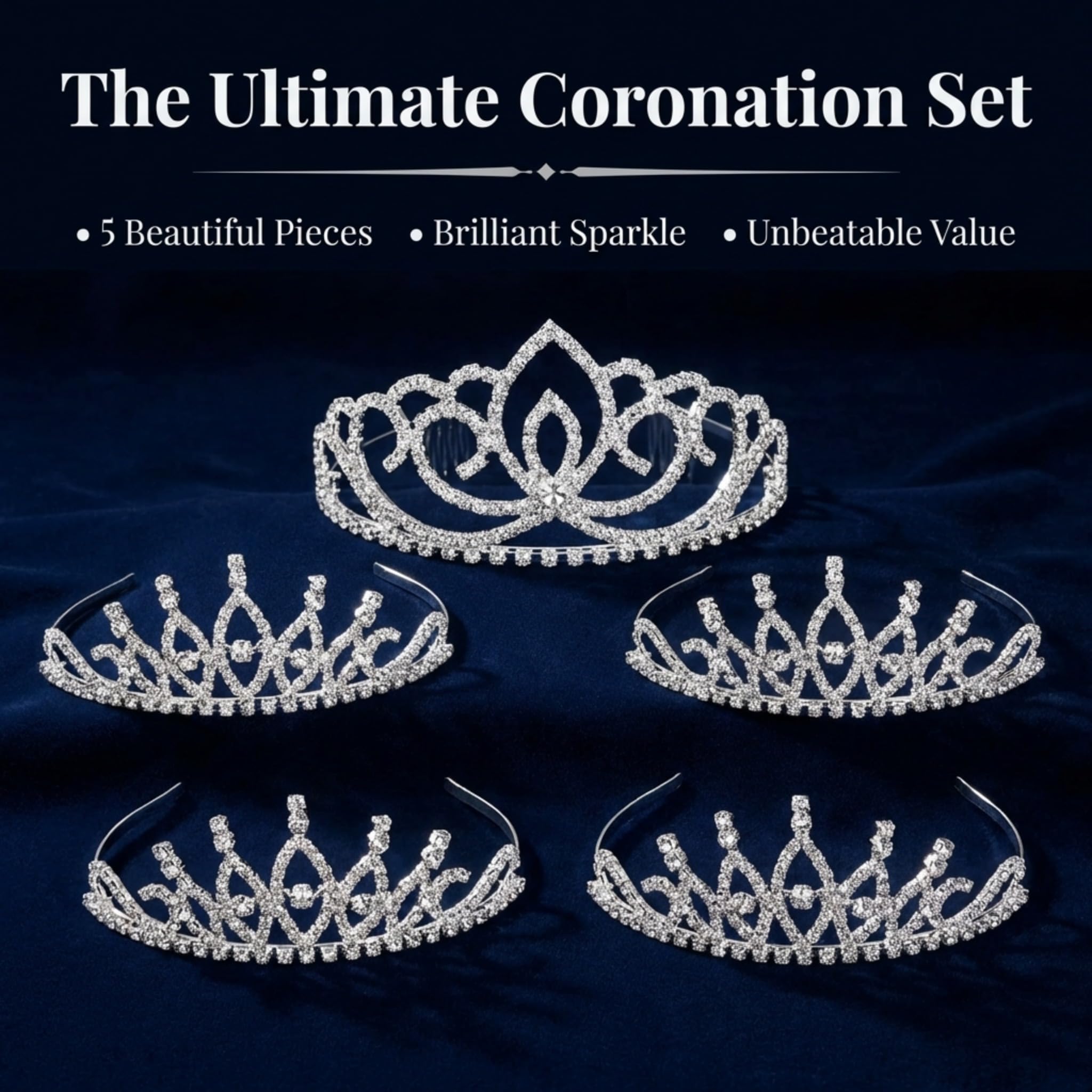 Anderson's Sasha Queen and Princess Tiara Sets, Women, Girls, Prom, Homecoming Coronation - Image 6