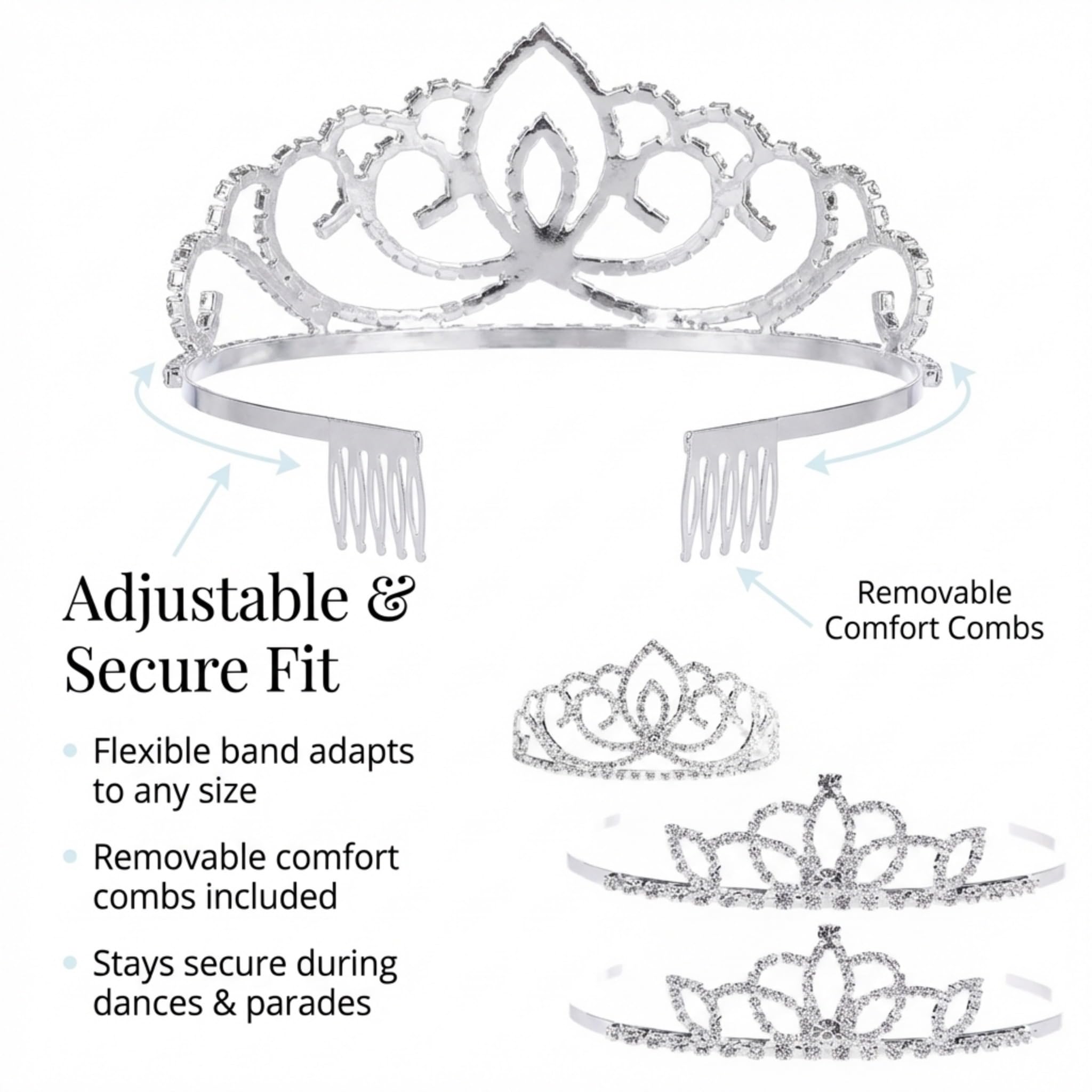 Anderson's Sasha Queen and Princess Tiara Sets, Women, Girls, Prom, Homecoming Coronation - Image 5