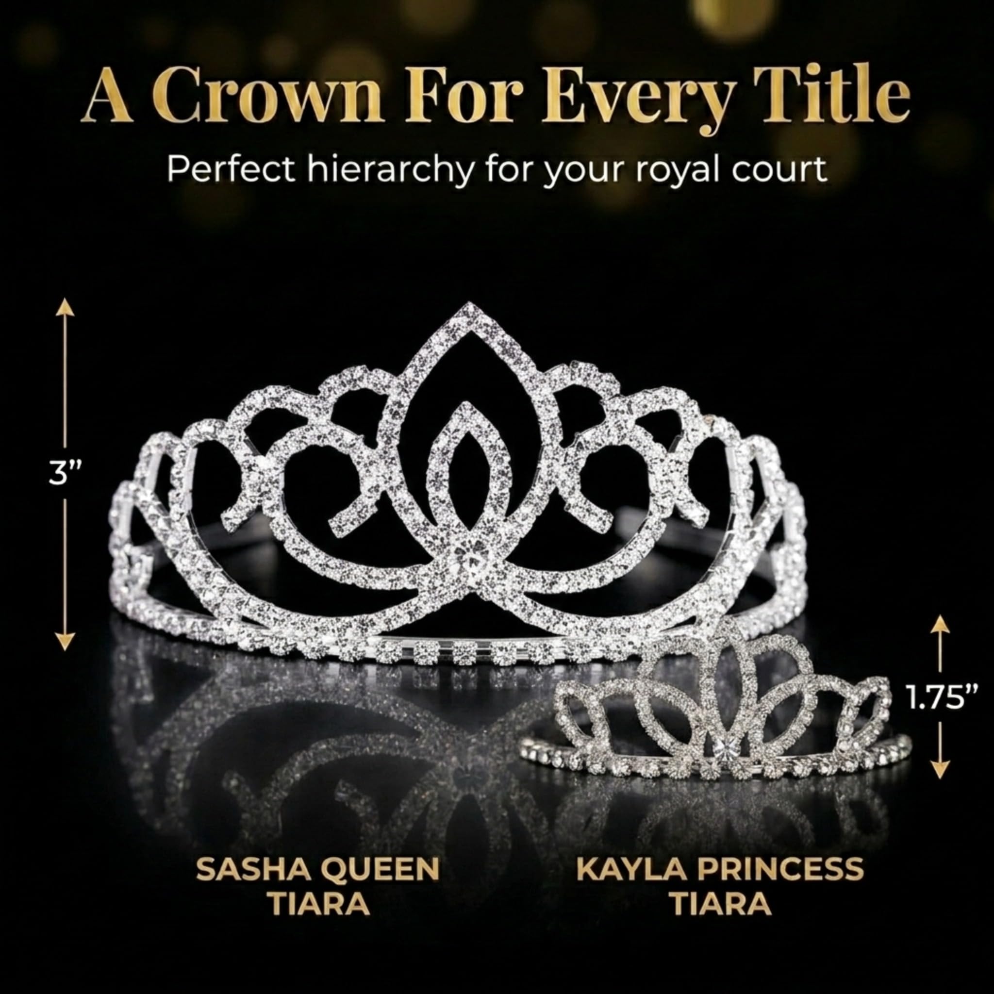 Anderson's Sasha Queen and Princess Tiara Sets, Women, Girls, Prom, Homecoming Coronation - Image 4