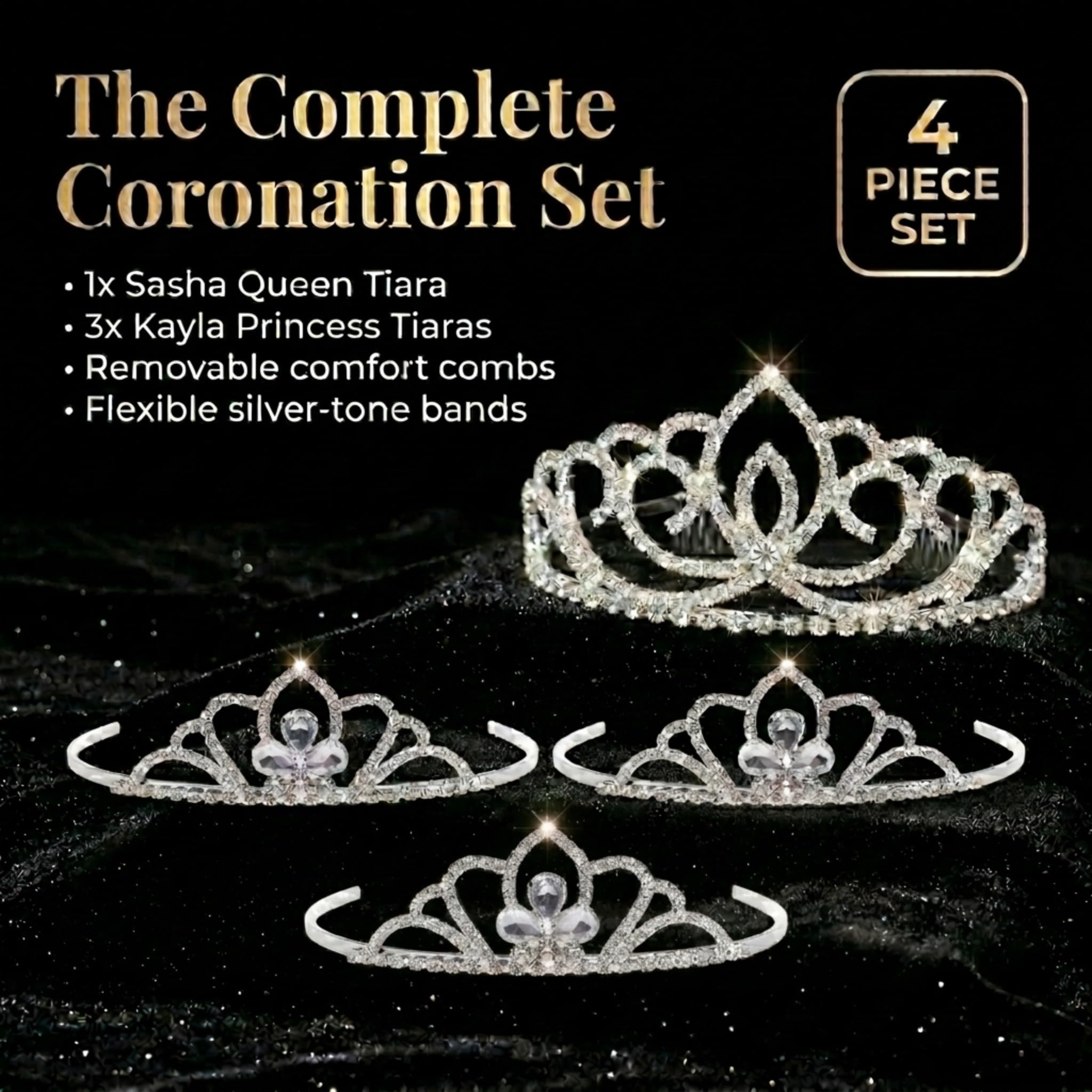 Anderson's Sasha Queen and Princess Tiara Sets, Women, Girls, Prom, Homecoming Coronation - Image 5