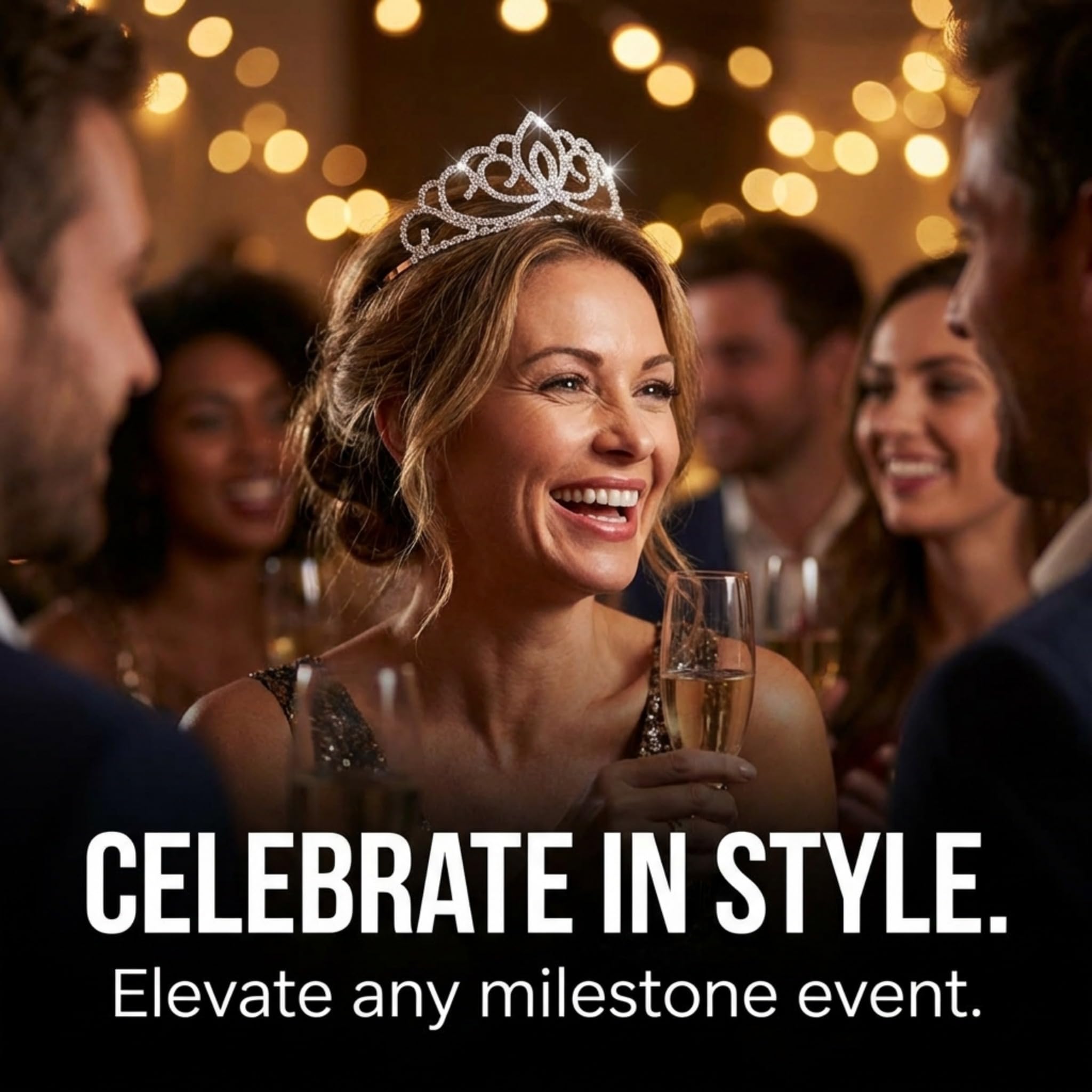 Anderson’s Sasha Rhinestone Tiara, 2 3/4" High Hand‑Crafted Silver Band Crown with Sparkling Clear Gemstones, Adjustable Fit with Removable Combs, Elegant Accessory for Weddings, Prom Queen, Homecoming, Pageants, Quinceañeras, and Sweet 16 Celebrations - Image 4