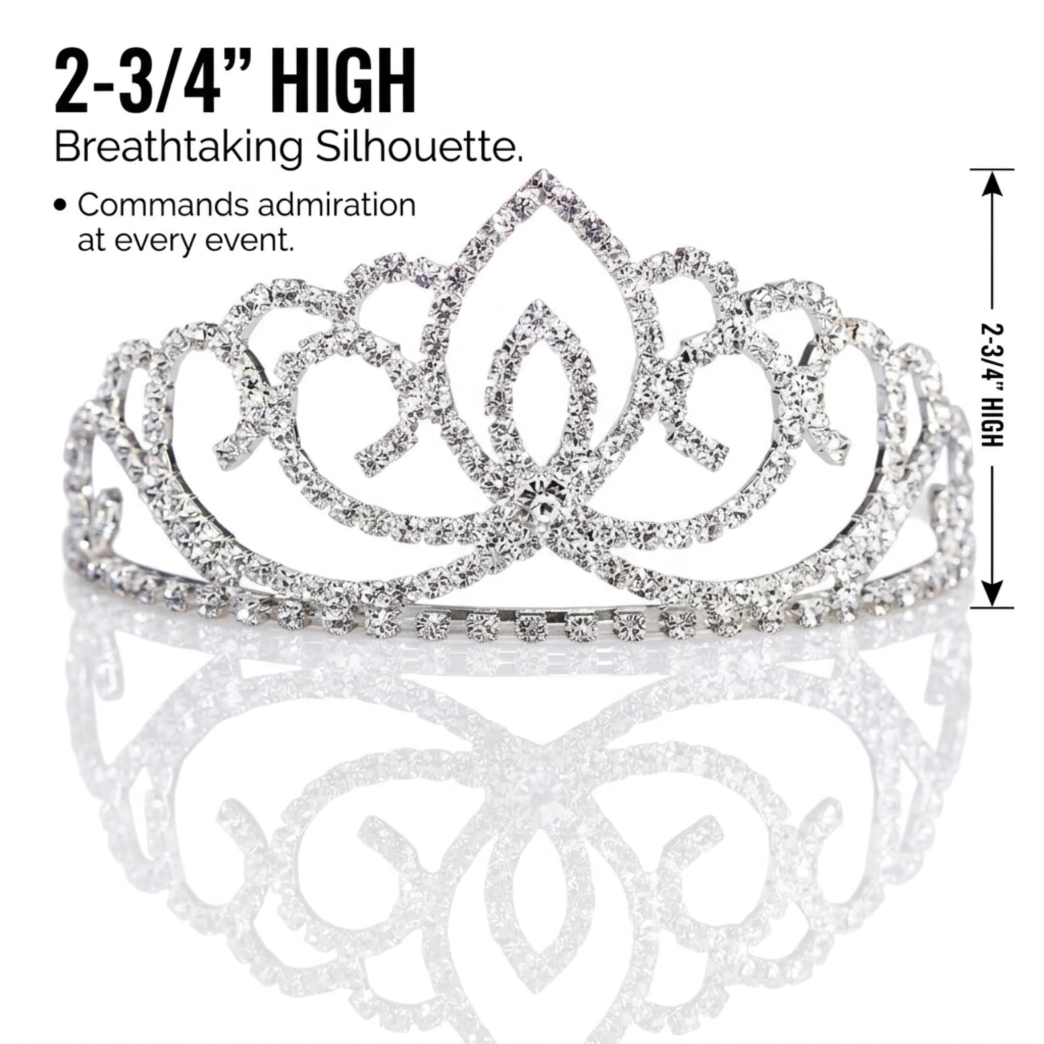 Anderson’s Sasha Rhinestone Tiara, 2 3/4" High Hand‑Crafted Silver Band Crown with Sparkling Clear Gemstones, Adjustable Fit with Removable Combs, Elegant Accessory for Weddings, Prom Queen, Homecoming, Pageants, Quinceañeras, and Sweet 16 Celebrations - Image 7