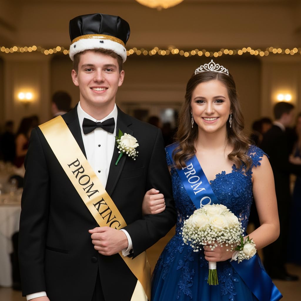 Anderson's Satin Crown with Gold Trim and Faux Fur, King Crown For Prom, Homecoming, Royalty, Mardi Gras, Birthday, Party - Image 3
