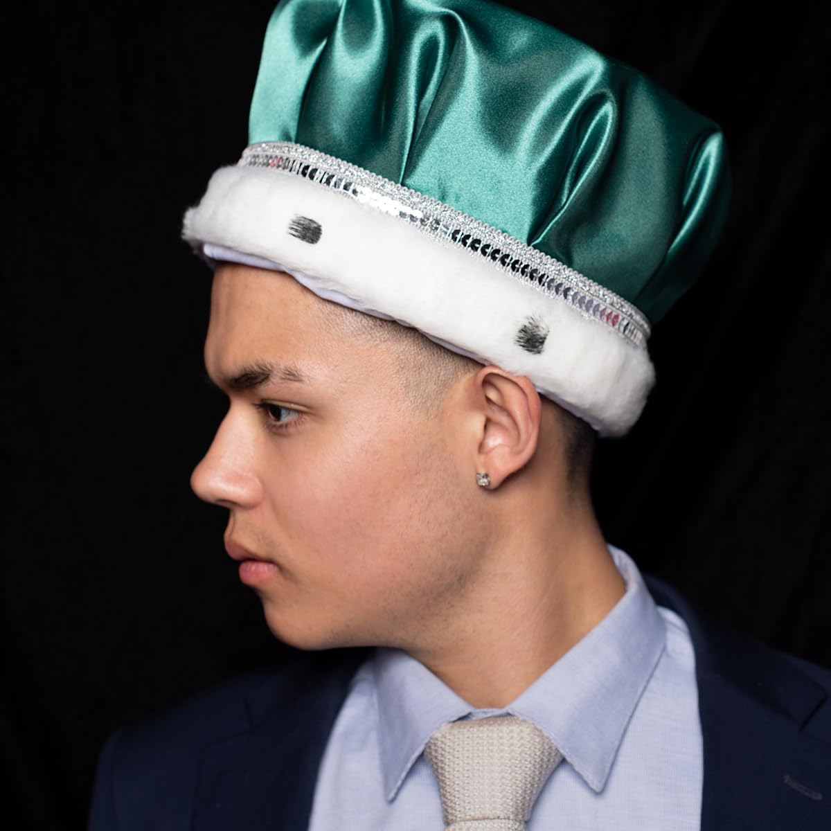 Anderson's Satin Crown with Silver Trim and Faux Fur, King Crown For Prom, Homecoming, Royalty, Mardi Gras, Birthday, Party - Image 9