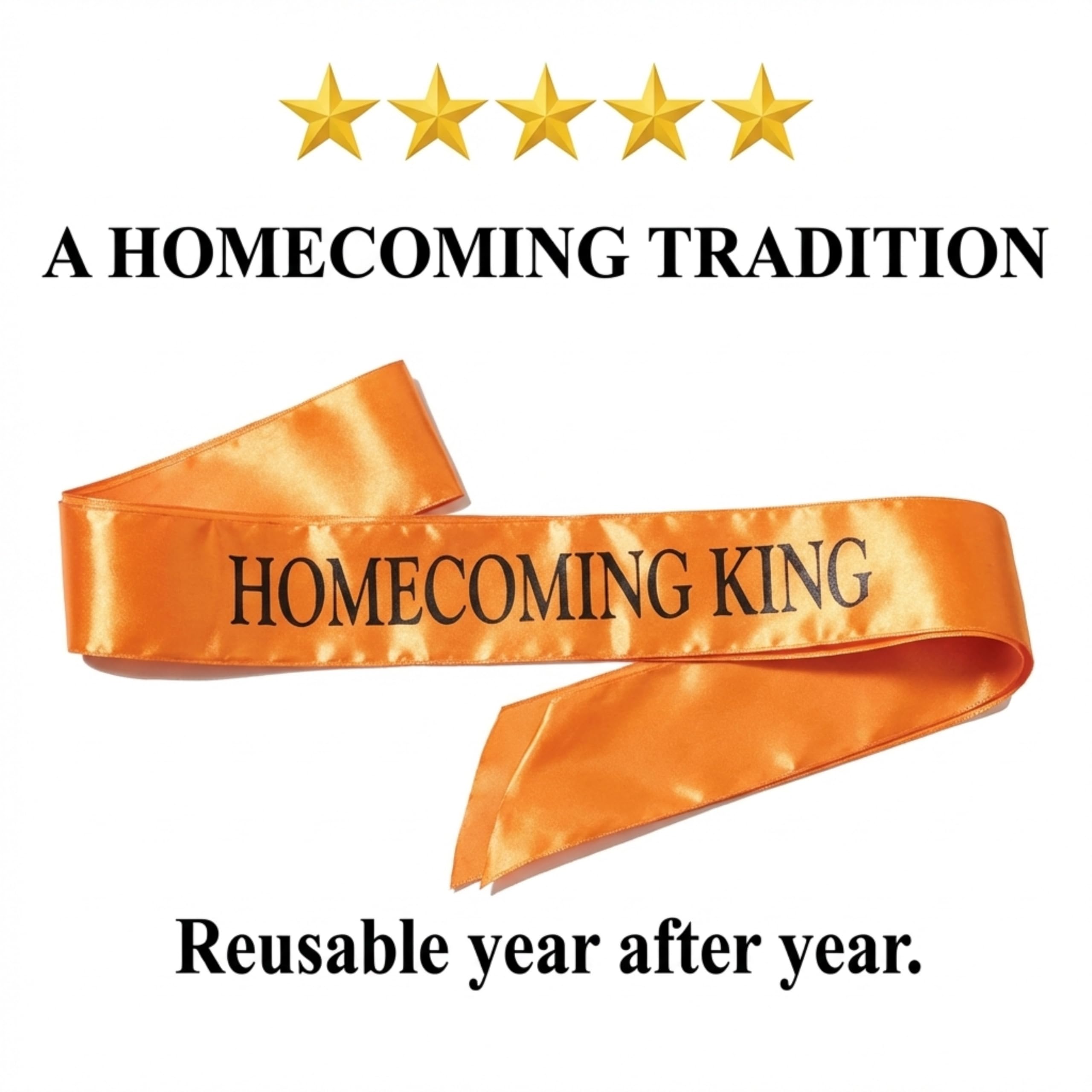 Anderson's Satin Homecoming King Sash, Orange with Black Imprint, Homecoming Sashes for High School Dance King, Queen, Homecoming Court - Image 6