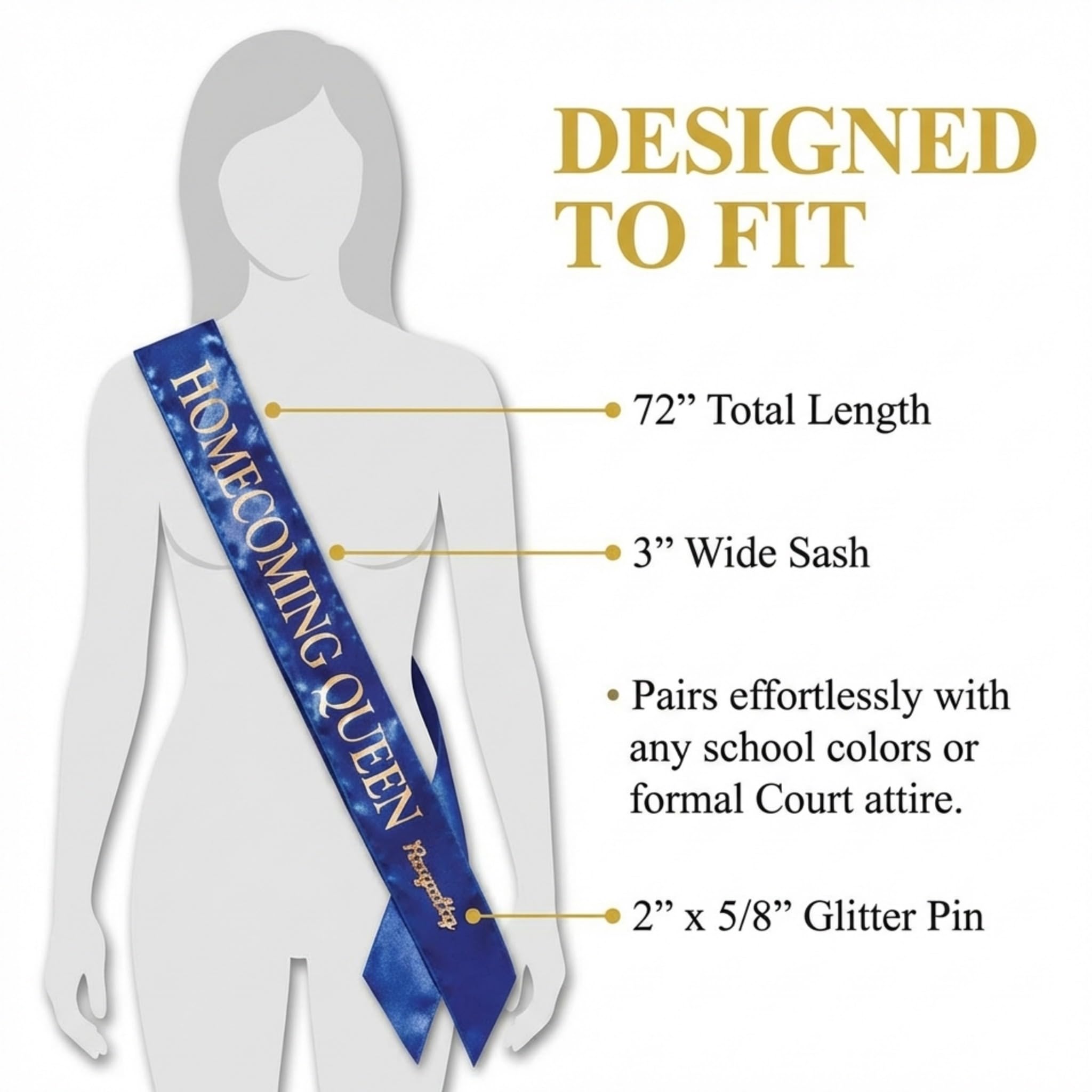 Anderson's Satin Homecoming Queen Sash with Royalty Pin - Image 3