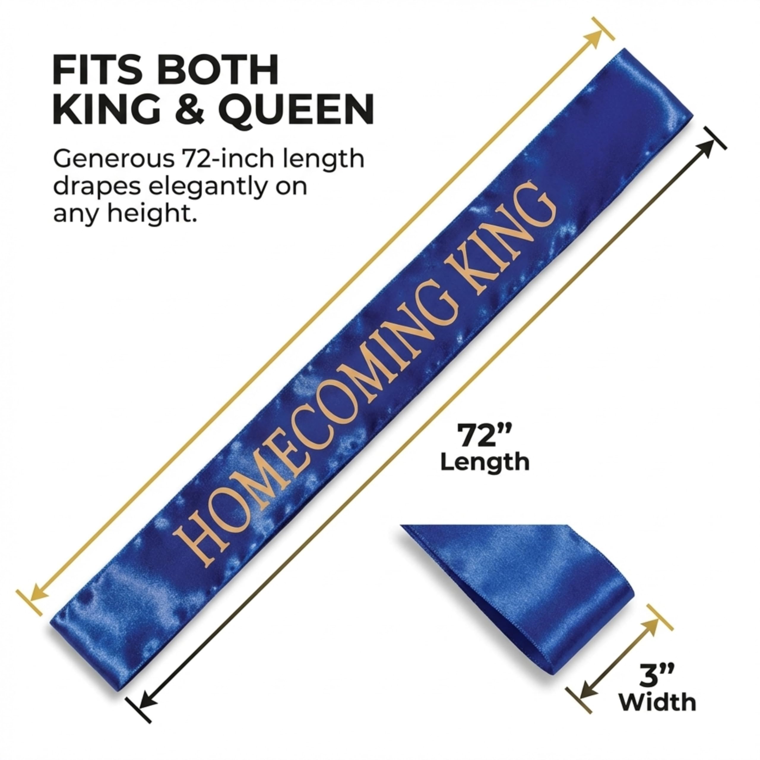 Anderson's Satin Sash Sets, King & Queen, 72 Inch x 3 Inch - 2 Pieces, Homecoming Court & Royalty Sashes - Image 5