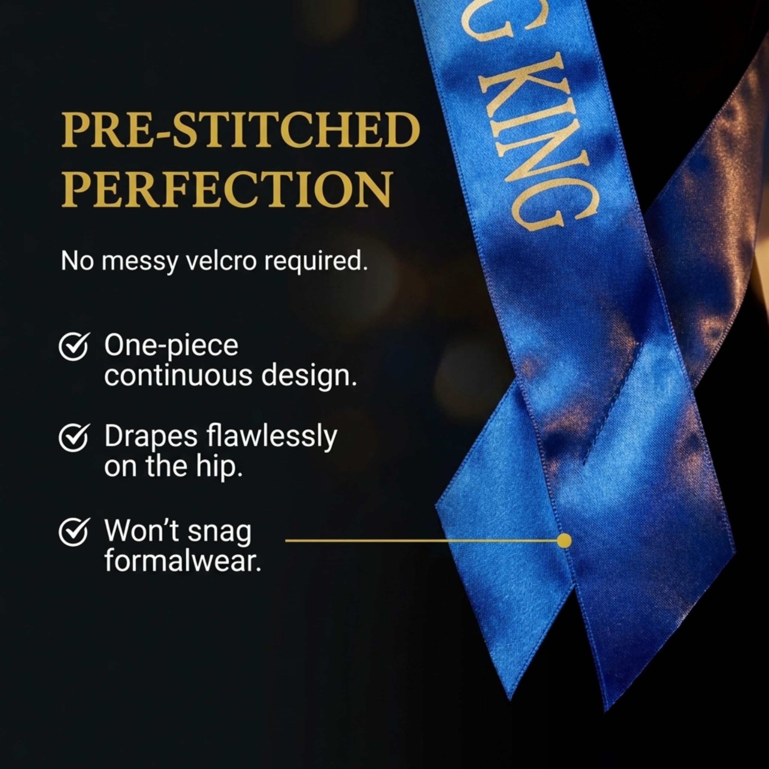 Anderson's Satin Sash Sets, King & Queen, 72 Inch x 3 Inch - 2 Pieces, Homecoming Court & Royalty Sashes - Image 7