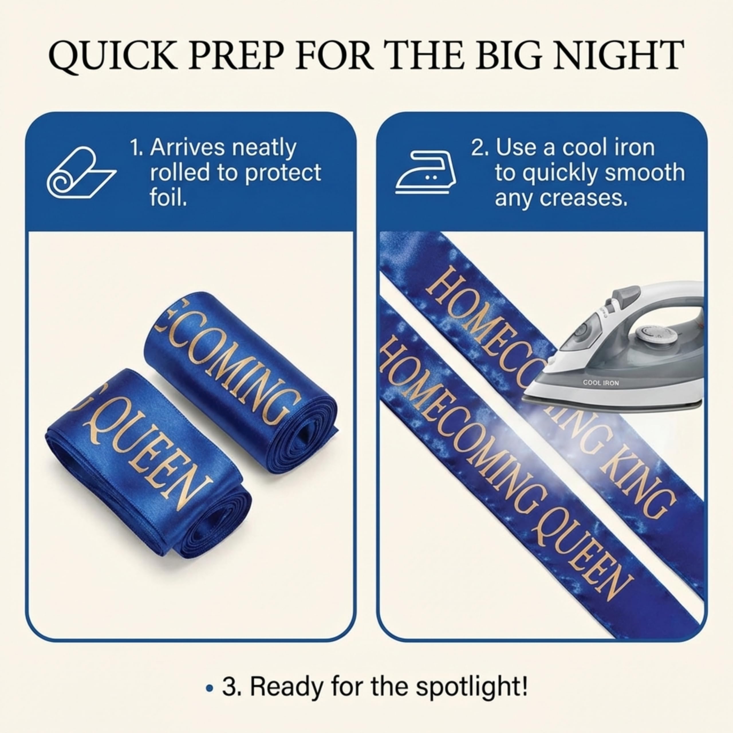 Anderson's Satin Sash Sets, King & Queen, 72 Inch x 3 Inch - 2 Pieces, Homecoming Court & Royalty Sashes - Image 8