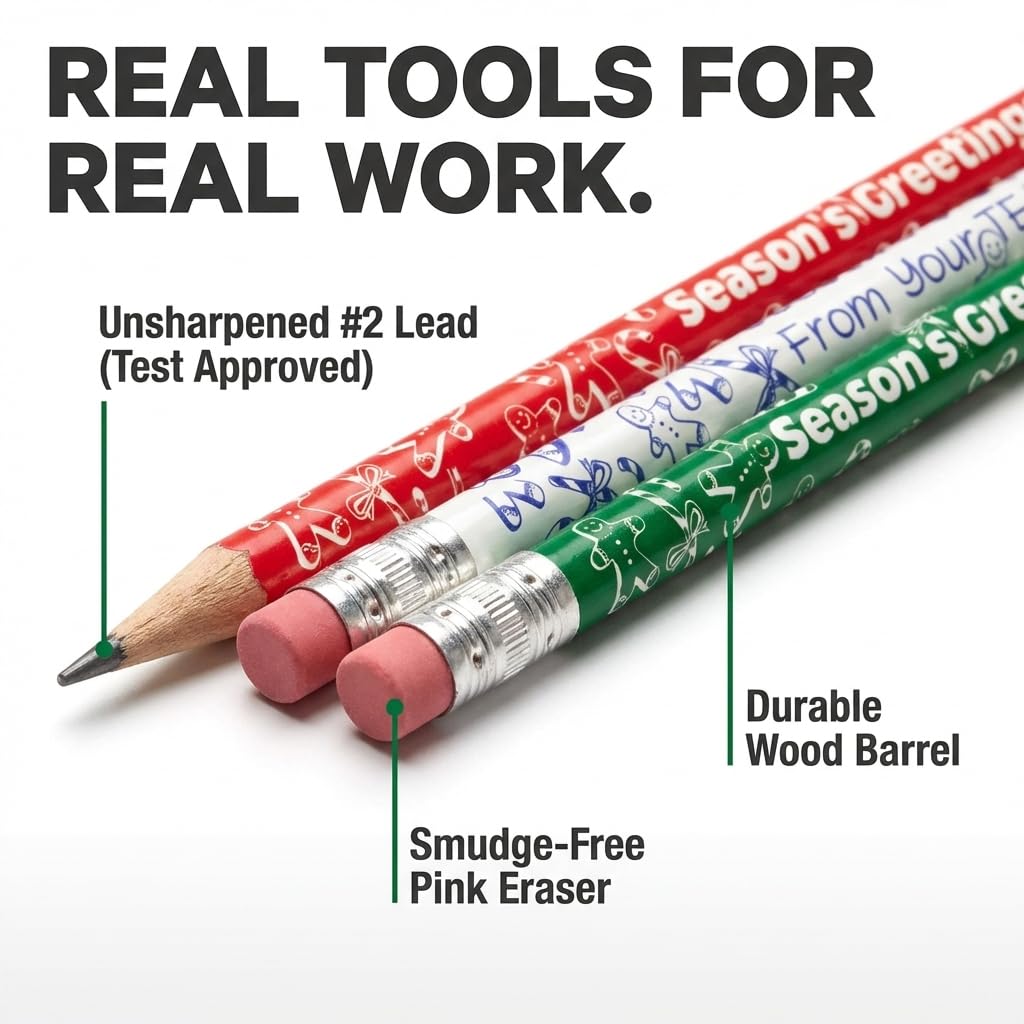 Anderson's, Season's Greetings from Your Teacher Pencils, Set of 100, Holiday Pencils, Holiday Gifts, Giveaways - Image 4