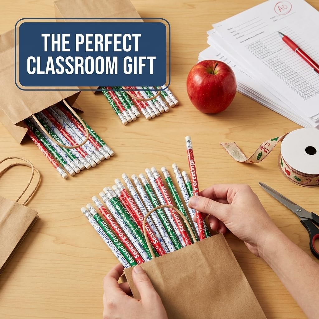 Anderson's, Season's Greetings from Your Teacher Pencils, Set of 100, Holiday Pencils, Holiday Gifts, Giveaways - Image 5