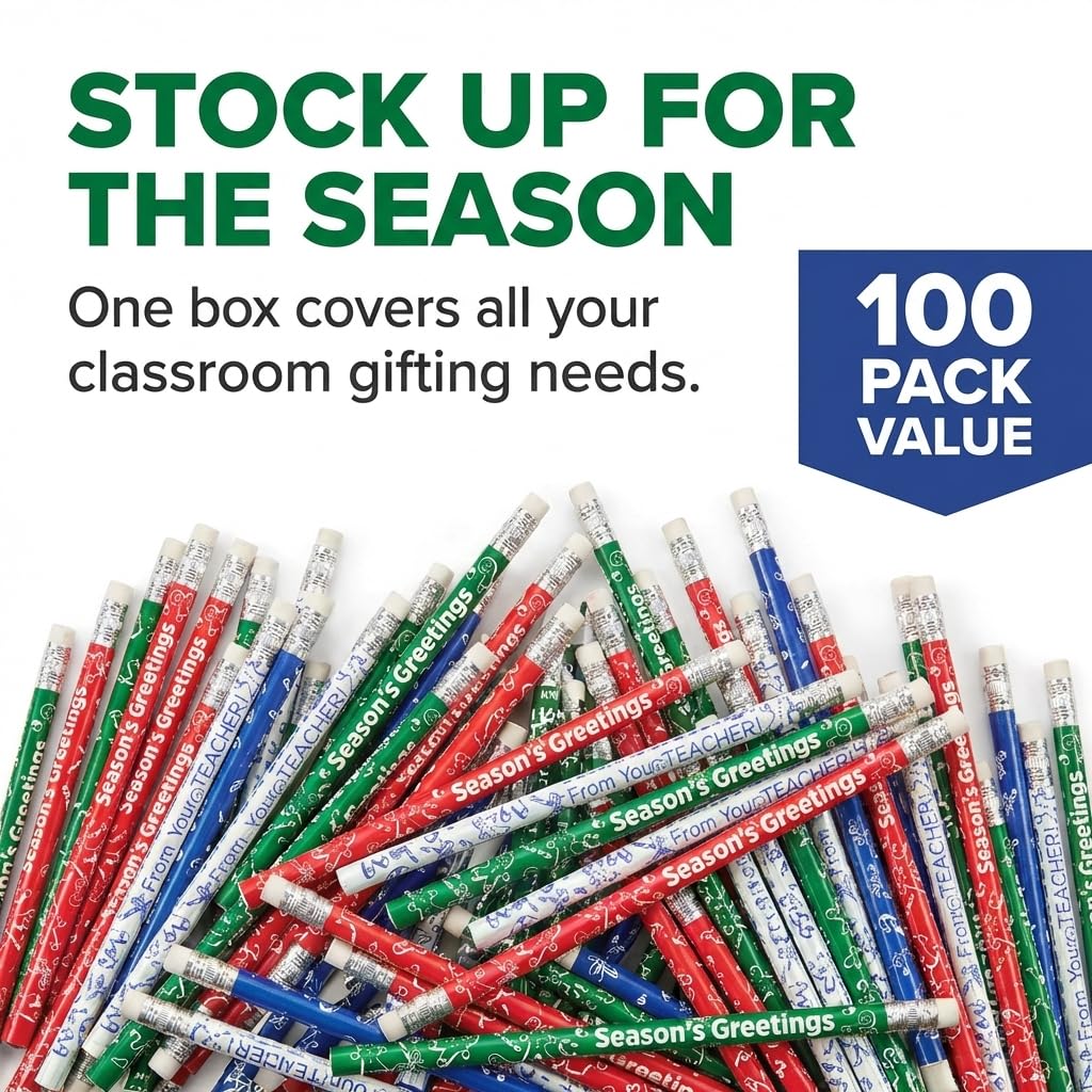 Anderson's, Season's Greetings from Your Teacher Pencils, Set of 100, Holiday Pencils, Holiday Gifts, Giveaways - Image 7