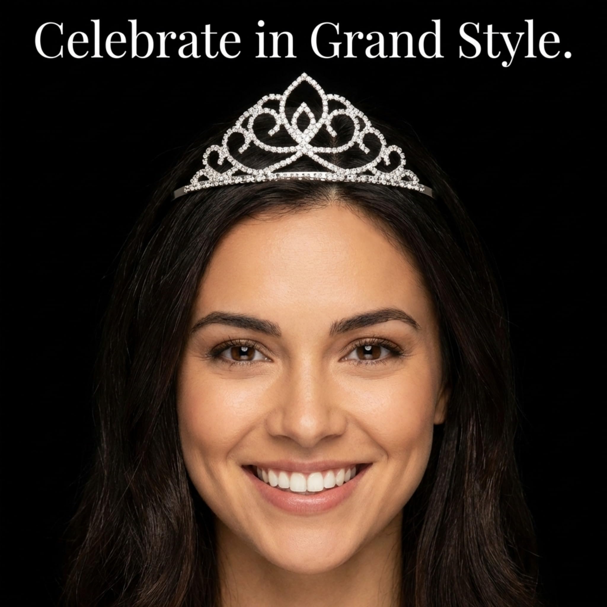 Anderson’s Sharona Rhinestone Tiara, 2 1/4-Inch Silver Crown for Women, Sparkling Clear Crystal Headpiece with Removable Combs for Weddings, Prom, Pageants & Special Events - Image 2