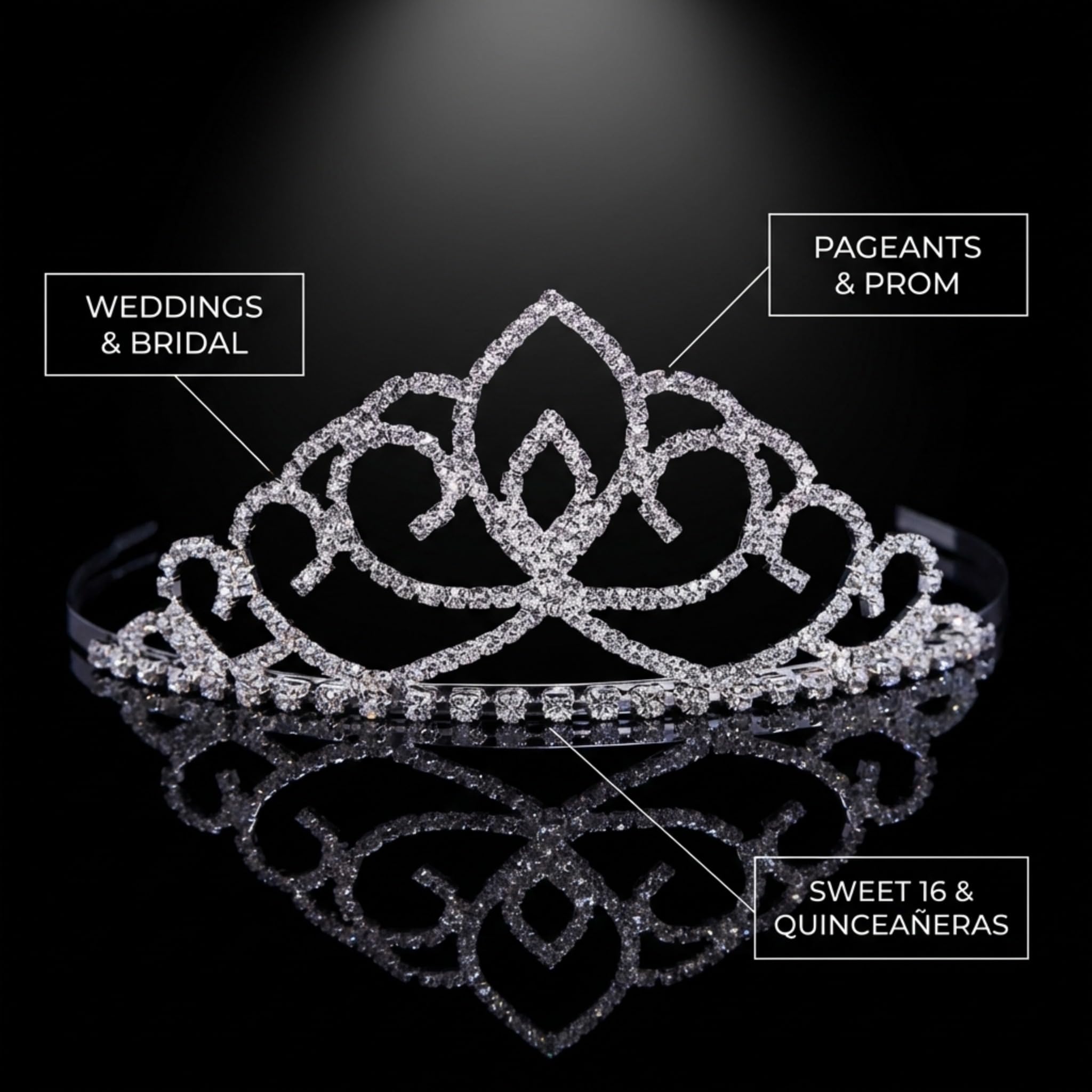 Anderson’s Sharona Rhinestone Tiara, 2 1/4-Inch Silver Crown for Women, Sparkling Clear Crystal Headpiece with Removable Combs for Weddings, Prom, Pageants & Special Events - Image 5