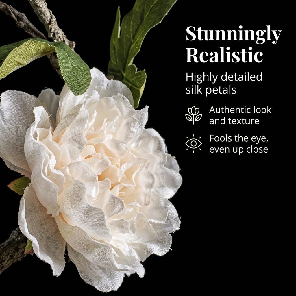 Anderson's Silk Cream Peony Floral Vine Wedding Decoration, 7 Feet - Image 2