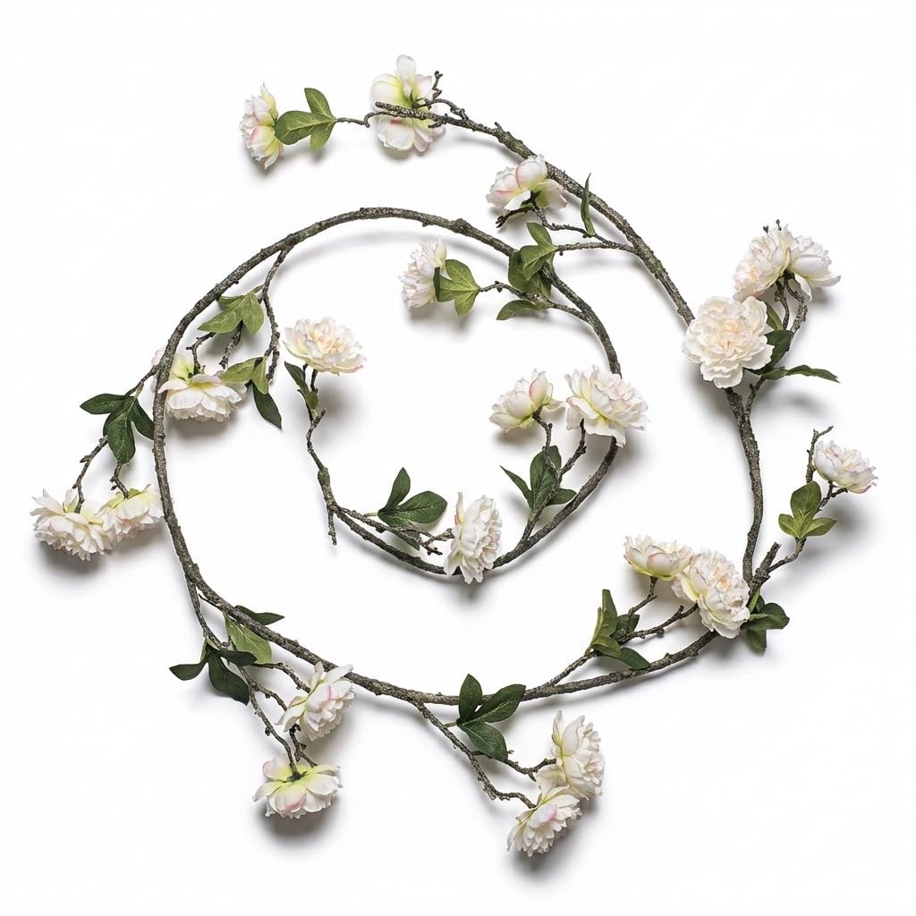Anderson's Silk Cream Peony Floral Vine Wedding Decoration, 7 Feet - Image 9