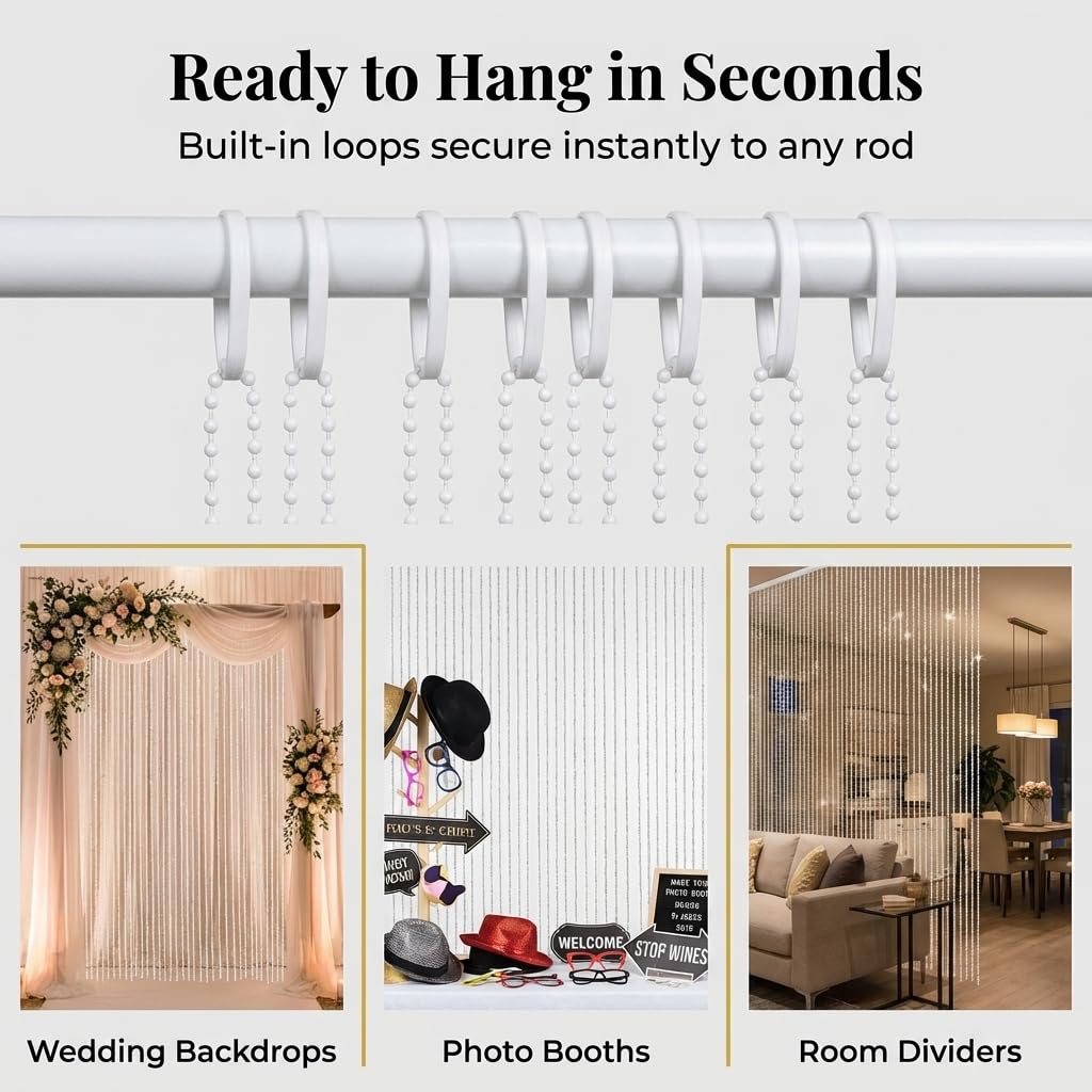 Anderson's Silver Diamond Curtain Wedding Decoration, 36 Inches x 9 Feet - Image 5