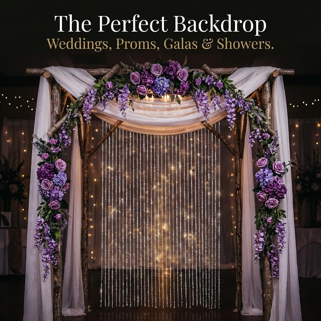 Anderson's Silver Diamond Curtain Wedding Decoration, 36 Inches x 9 Feet - Image 6