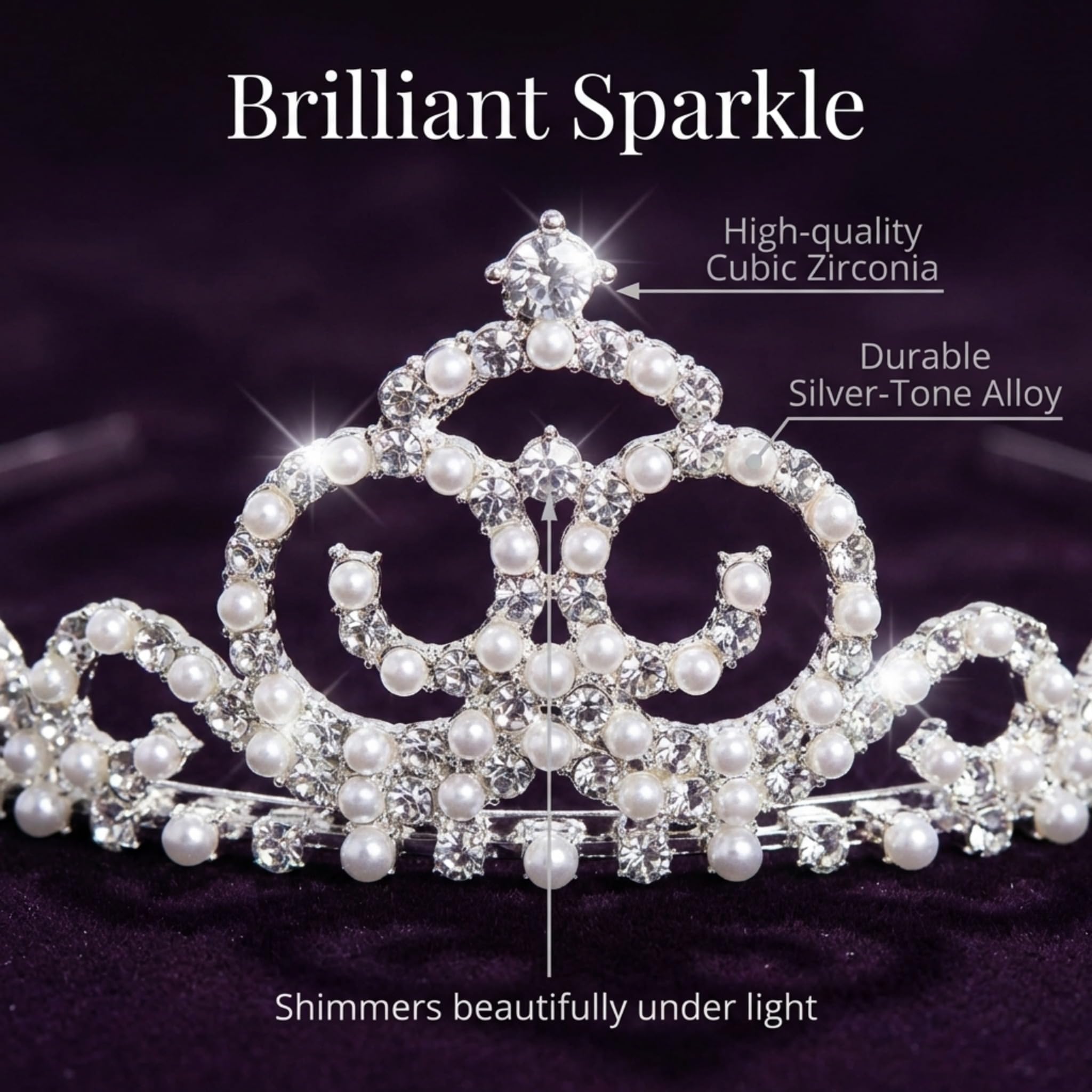 Anderson's Silver, Gold, and Rose Gold Rhinestone Tiaras, Woman's Crown, Wedding/Prom Tiara - Image 4