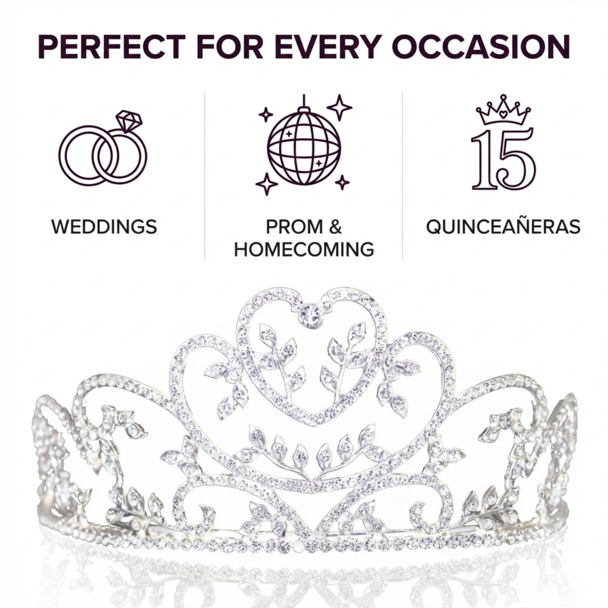 Anderson's Silver, Gold, or Rose Gold Metal Rhinestone Tiaras, Woman's Crown, Wedding/Prom Tiara - Image 5