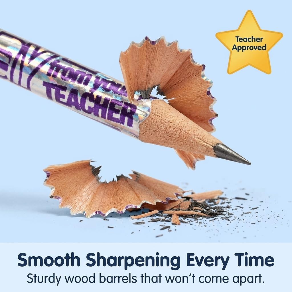 Anderson's Silver Happy Birthday from Your Teacher Pencils, Student Gifts, 25 Pack - Image 4