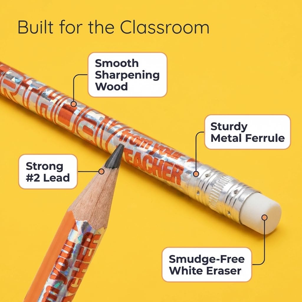 Anderson's Silver Happy Birthday from Your Teacher Pencils, Student Gifts, 25 Pack - Image 5