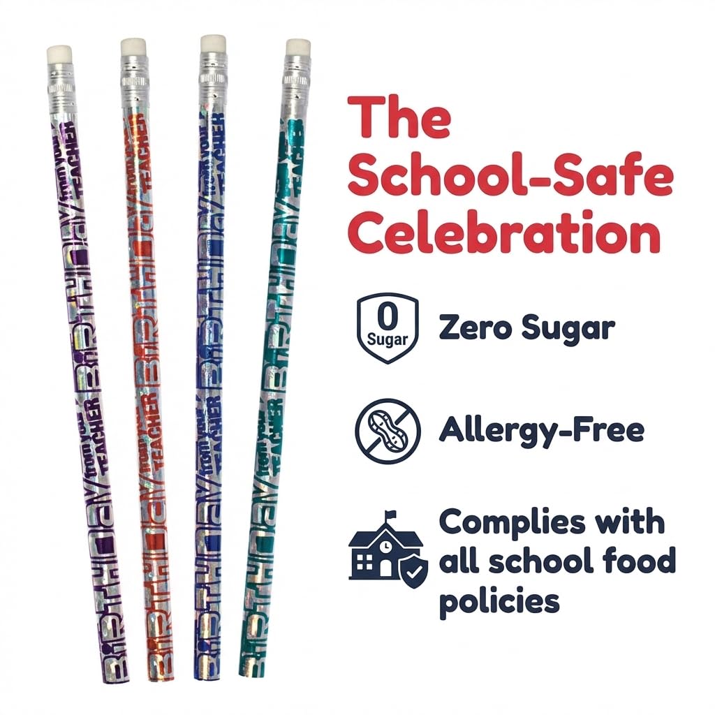 Anderson's Silver Happy Birthday from Your Teacher Pencils, Student Gifts, 25 Pack - Image 8