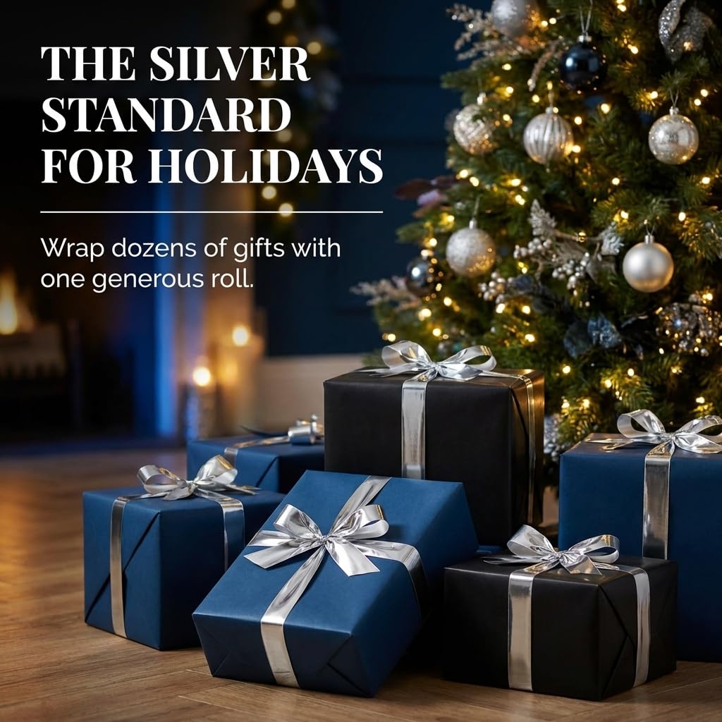 Anderson’s Silver Shiny Metallic Streamer Roll, 4" x 500' PVC Ribbon for Gift Wrapping, Wedding Decor, Party Accents, Photo Backdrops, Table Styling, and Event Displays - Image 4