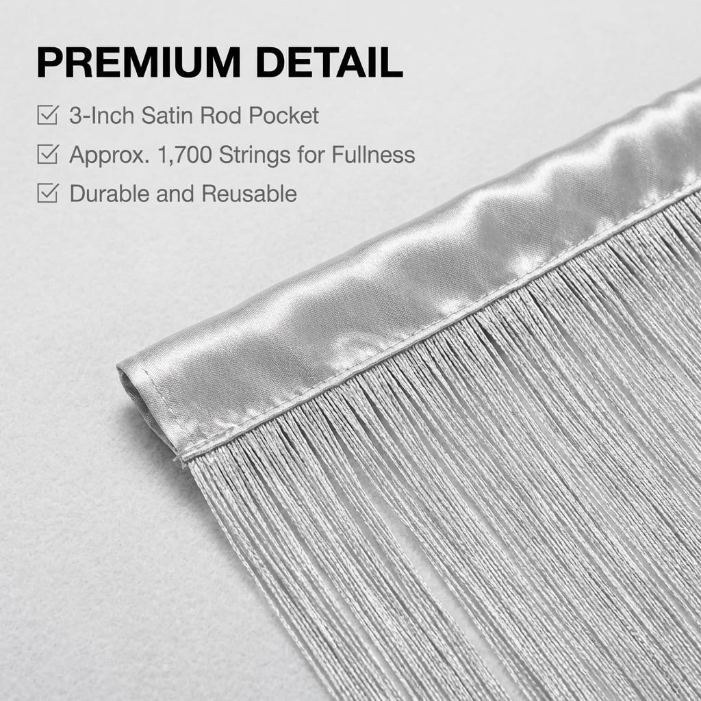 Anderson's Silver String Curtain Wedding Decoration, 6.5 Feet x 10 Feet - Image 3