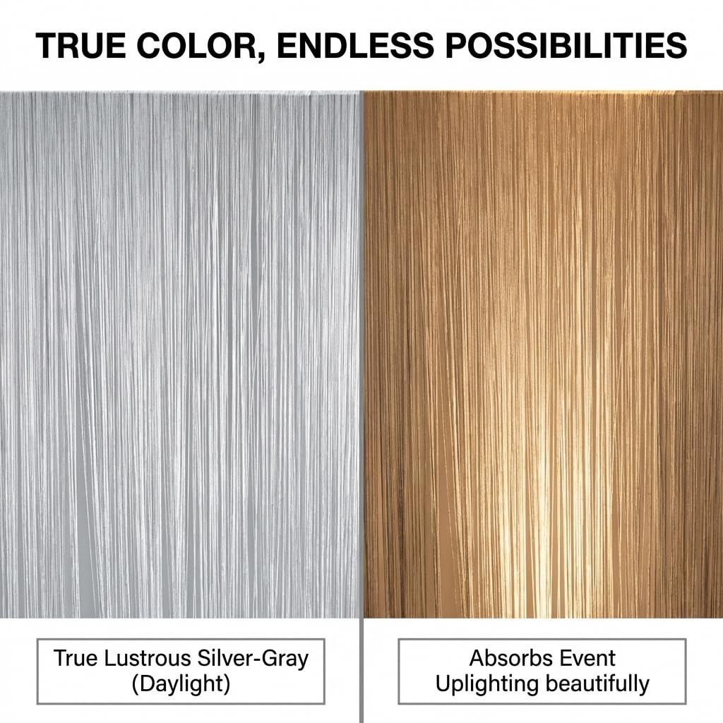 Anderson's Silver String Curtain Wedding Decoration, 6.5 Feet x 10 Feet - Image 5