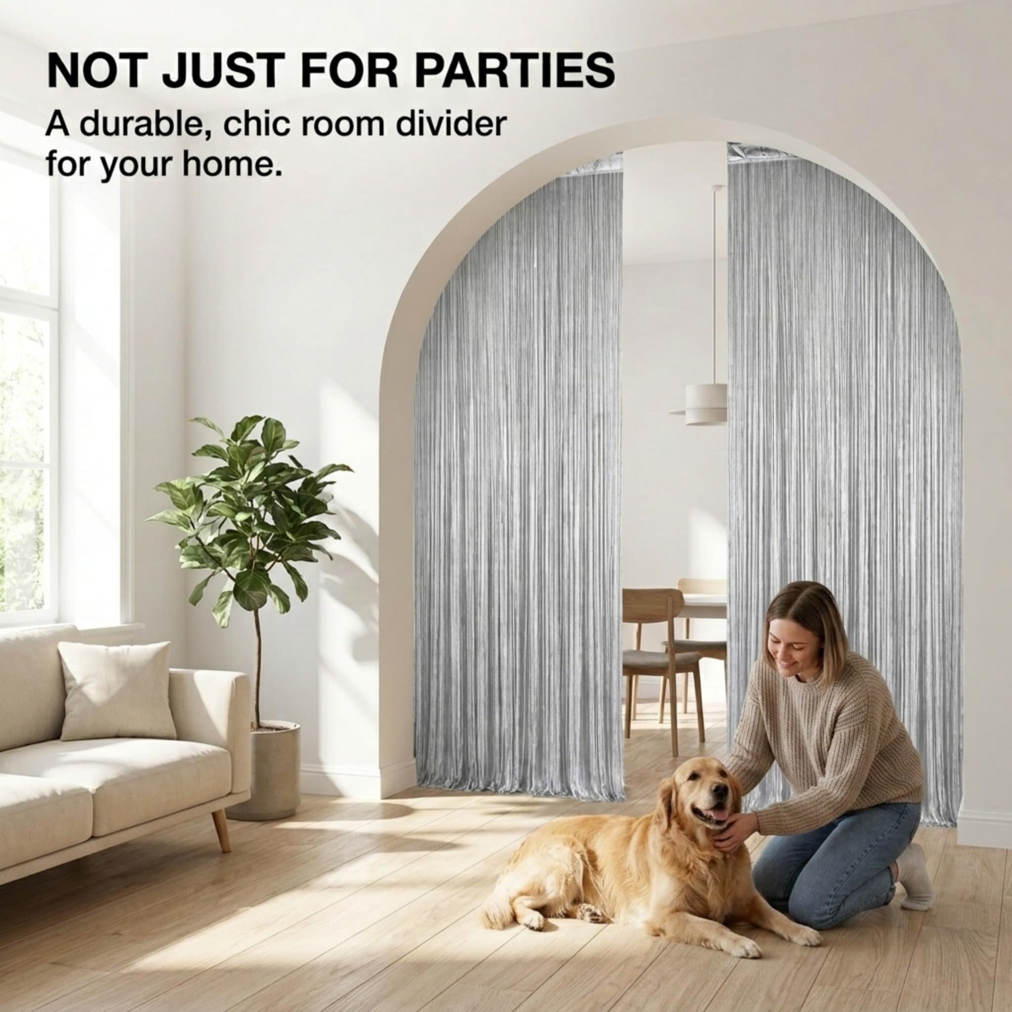 Anderson's Silver String Curtain Wedding Decoration, 6.5 Feet x 10 Feet - Image 6