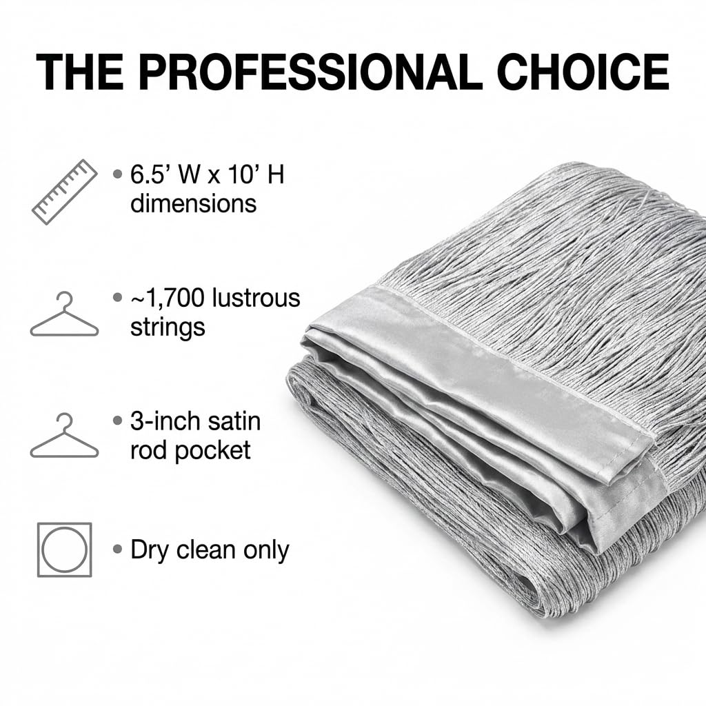 Anderson's Silver String Curtain Wedding Decoration, 6.5 Feet x 10 Feet - Image 9