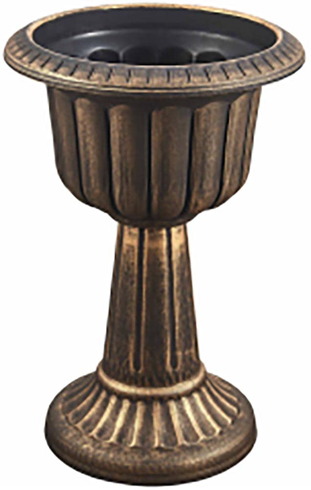 Anderson's, Small Gold Plastic Pedestal Planter, 23 Inches High, Garden Decor, Wedding Decor
