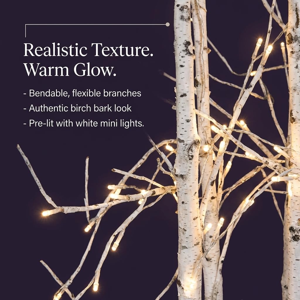 Anderson's Small Lighted Birch Tree Cluster, Fake Trees, Wedding Decorations - Image 3