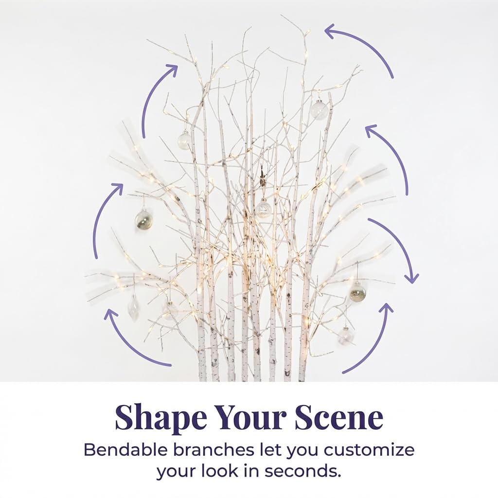 Anderson's Small Lighted Birch Tree Cluster, Fake Trees, Wedding Decorations - Image 6