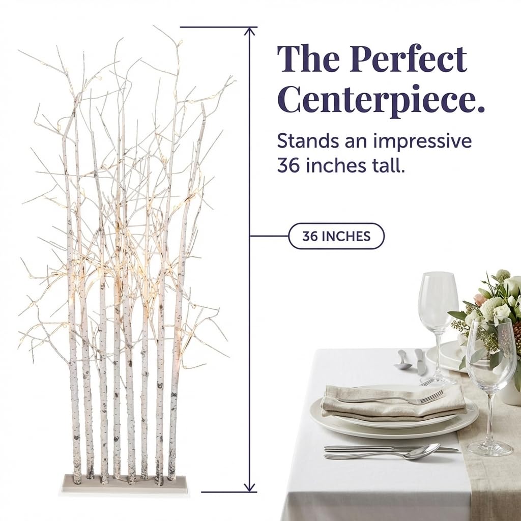 Anderson's Small Lighted Birch Tree Cluster, Fake Trees, Wedding Decorations - Image 7