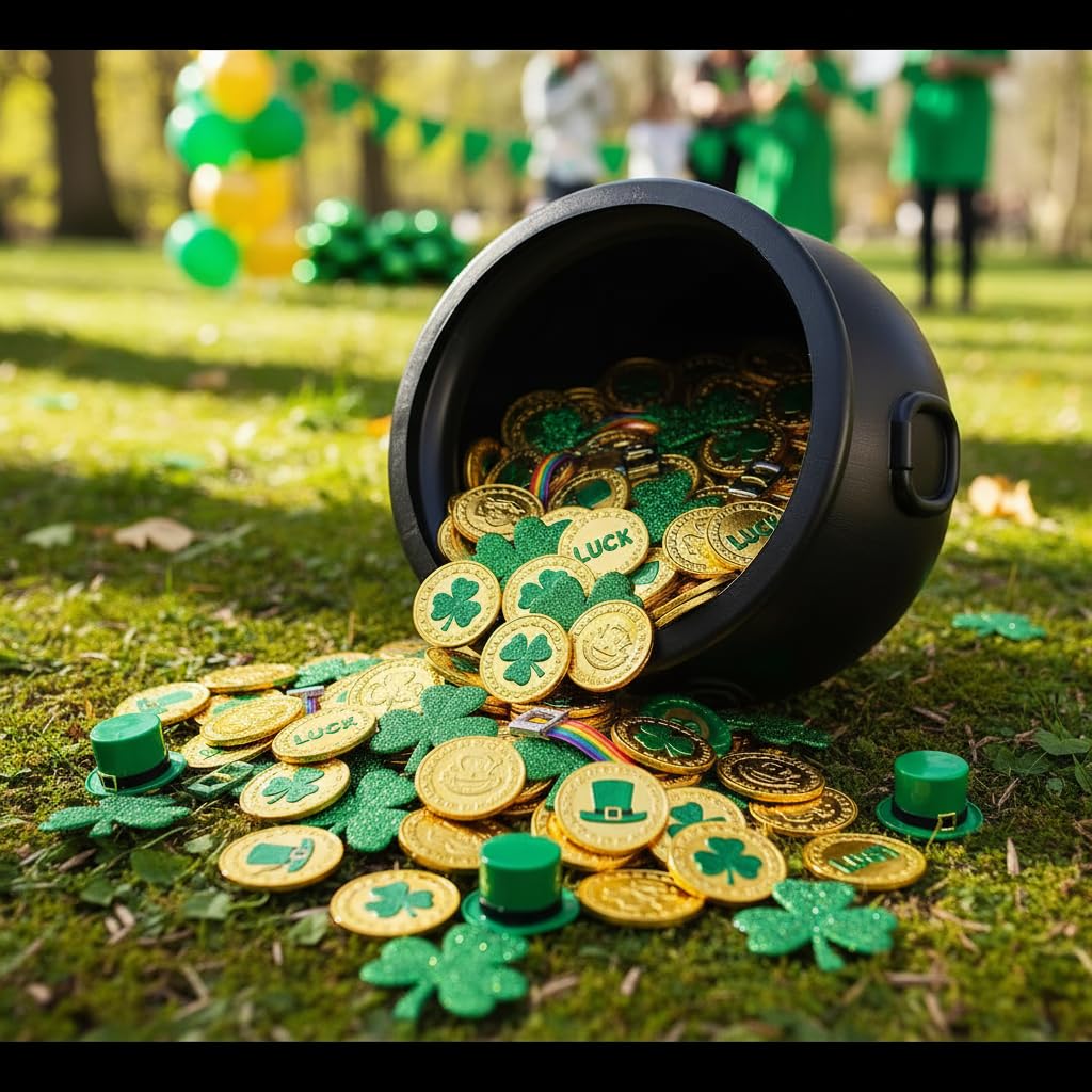 Anderson’s St. Patrick’s Day Pot of Gold Cauldron, 9" x 12" Black Plastic Kettle, Reusable Party Decor for Schools, Parades, Offices, Community Events and Home Decor - Image 2