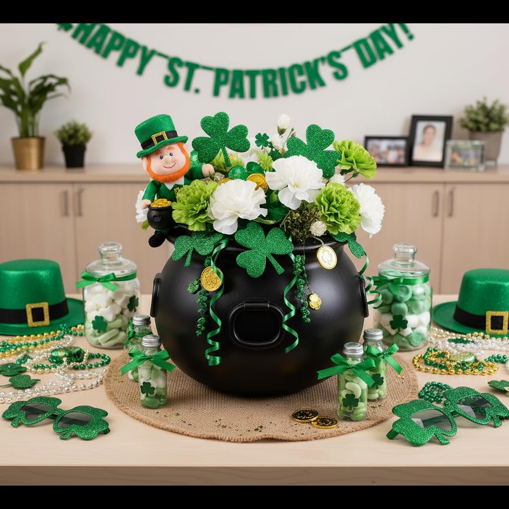 Anderson’s St. Patrick’s Day Pot of Gold Cauldron, 9" x 12" Black Plastic Kettle, Reusable Party Decor for Schools, Parades, Offices, Community Events and Home Decor - Image 6