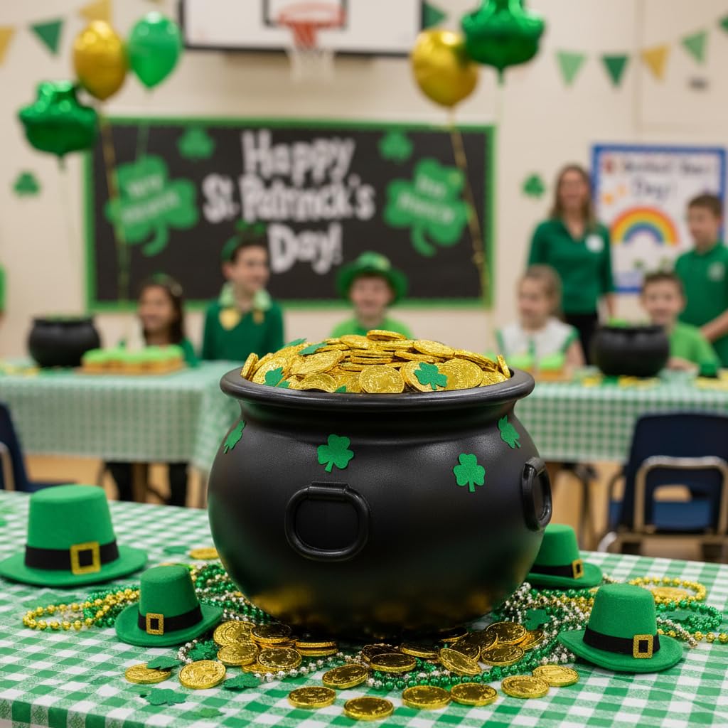 Anderson’s St. Patrick’s Day Pot of Gold Cauldron, 9" x 12" Black Plastic Kettle, Reusable Party Decor for Schools, Parades, Offices, Community Events and Home Decor - Image 8