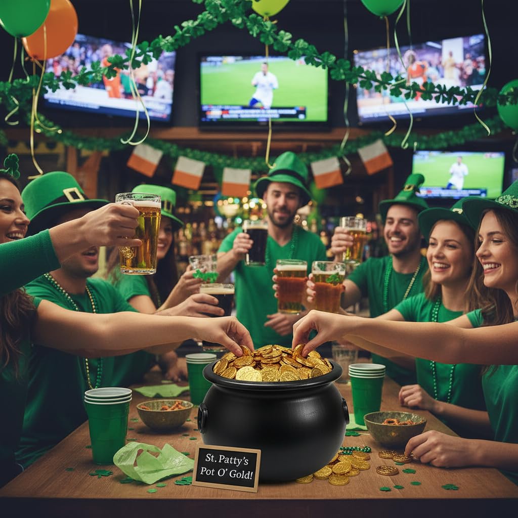 Anderson’s St. Patrick’s Day Pot of Gold Cauldron, 9" x 12" Black Plastic Kettle, Reusable Party Decor for Schools, Parades, Offices, Community Events and Home Decor - Image 9