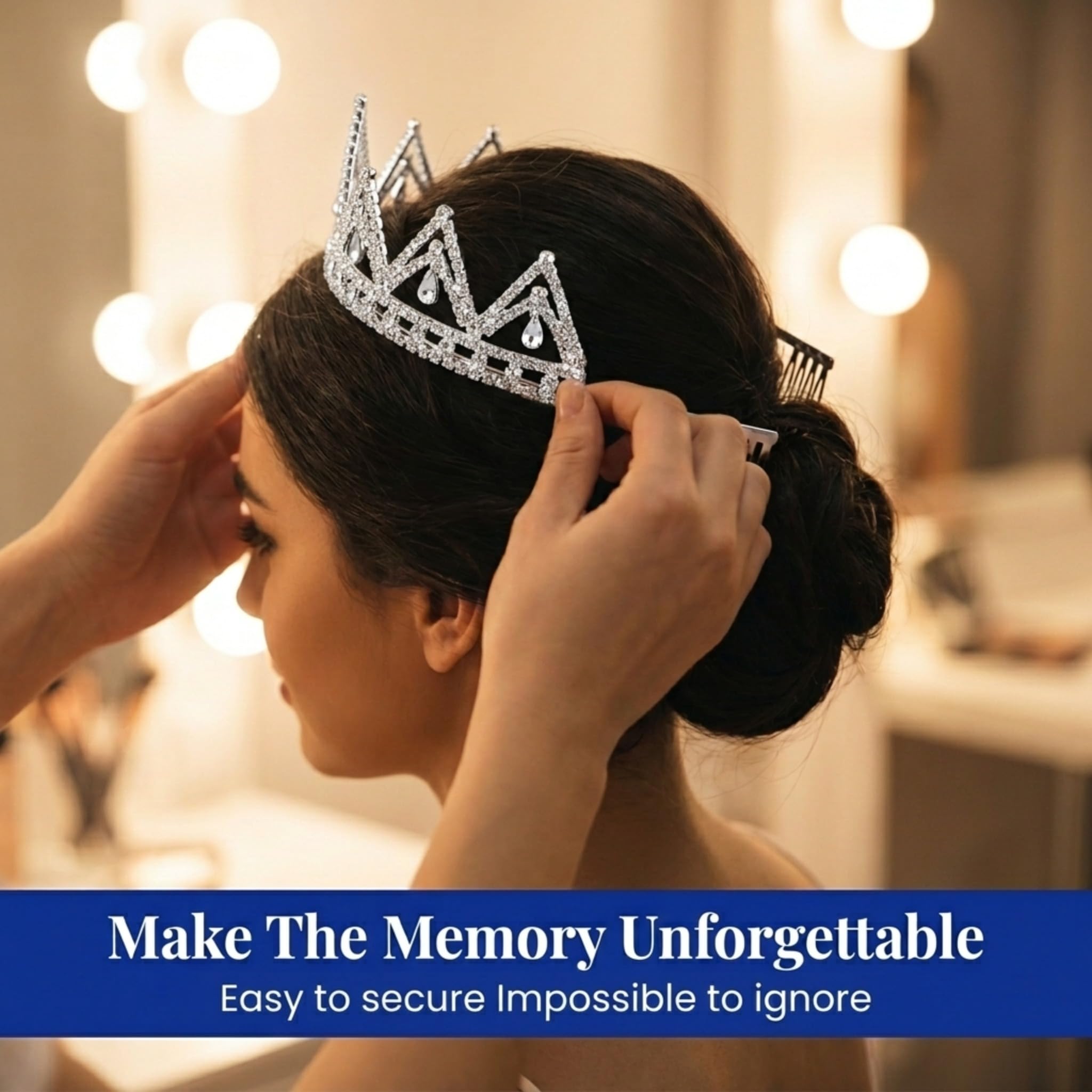 Anderson's Starla Rhinestone Tiara, 2.5-Inch Silver Crown with Sparkling Clear Rhinestones for Weddings, Proms, Homecoming, Pageants & Special Events, Adjustable Fit with Comfort Combs - Image 3