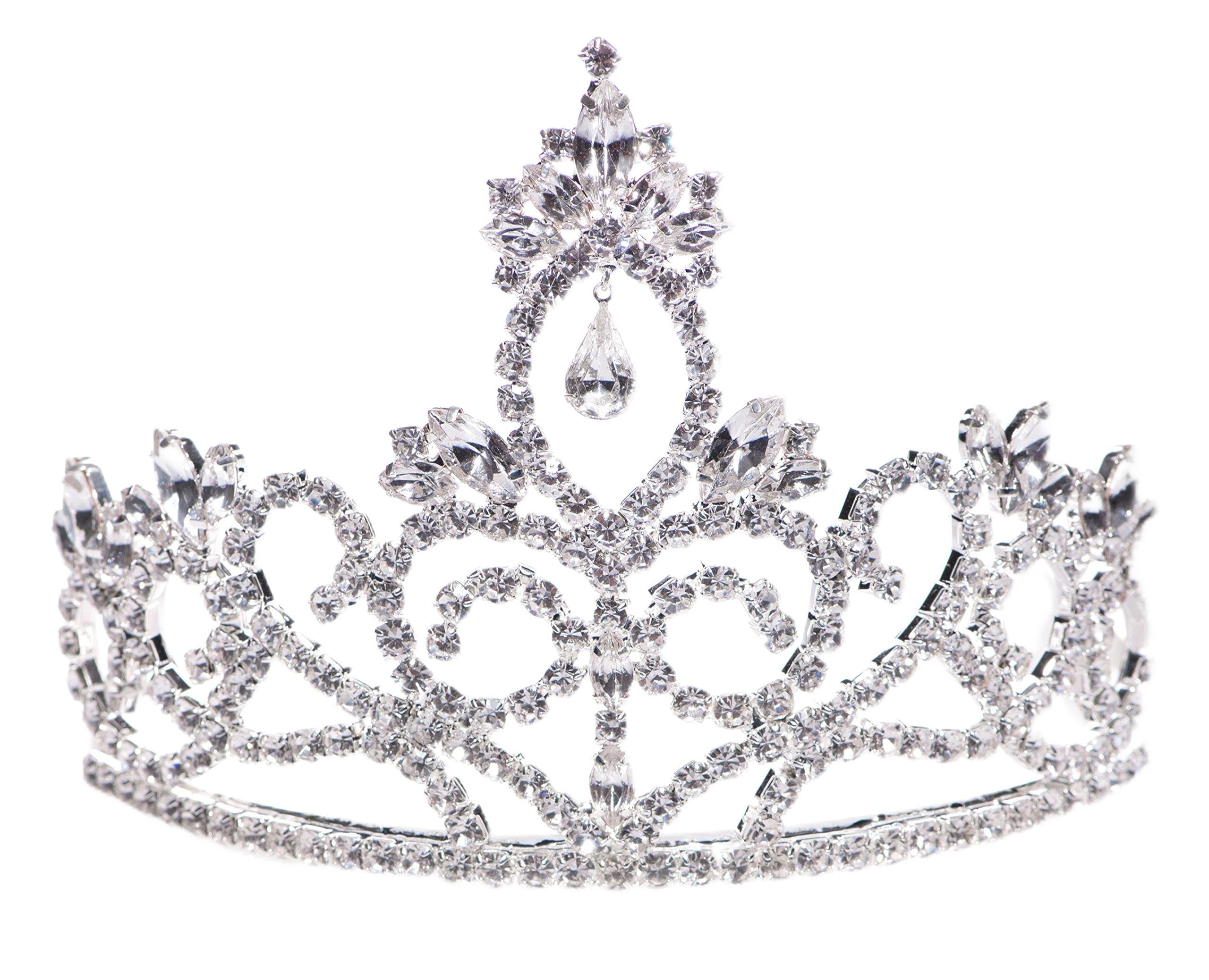 Anderson’s Sutton Rhinestone Tiara, 3 1/2" Silver Crown for Women, Sparkling Clear Crystal Headpiece for Prom, Homecoming, Pageants & Weddings