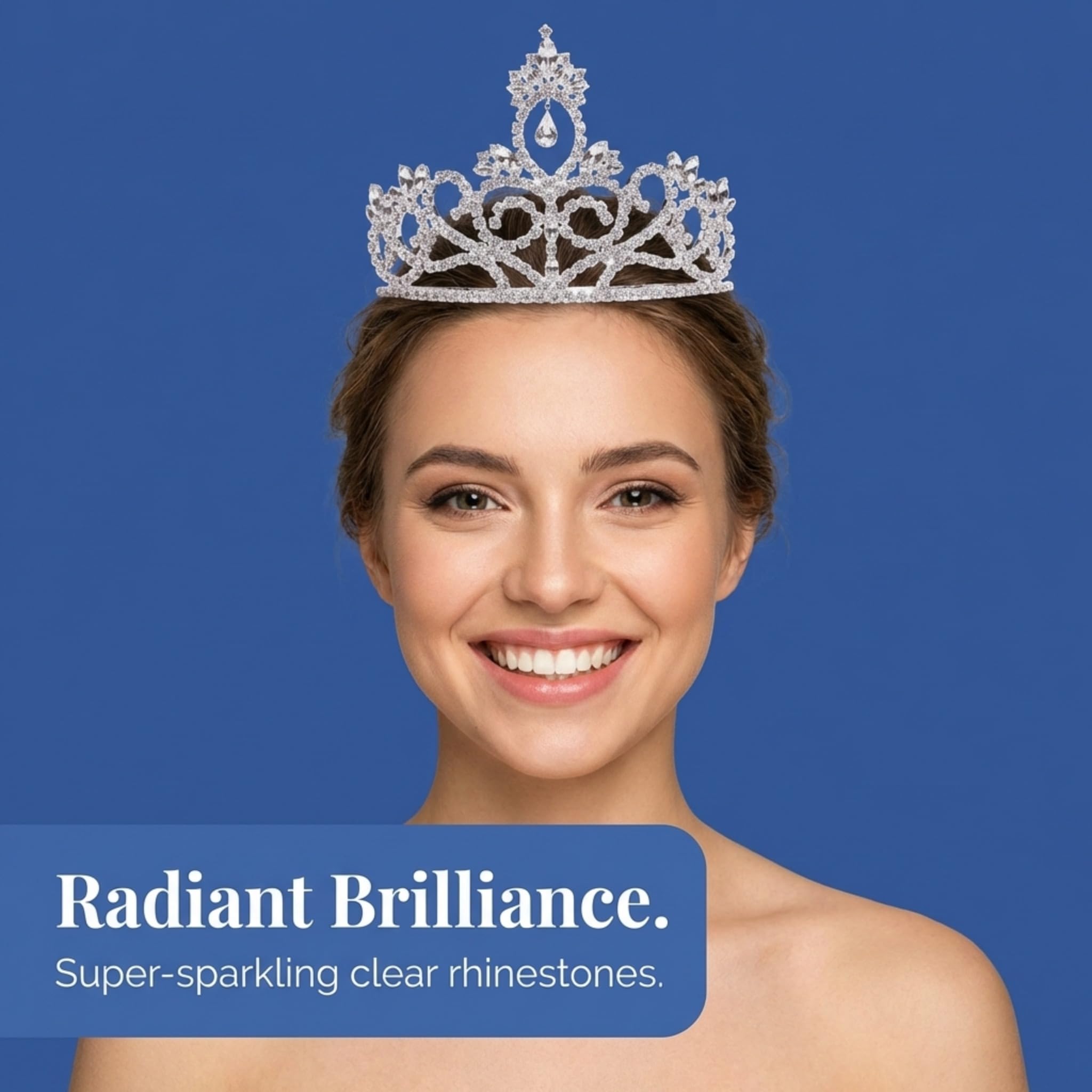 Anderson’s Sutton Rhinestone Tiara, 3 1/2" Silver Crown for Women, Sparkling Clear Crystal Headpiece for Prom, Homecoming, Pageants & Weddings - Image 2