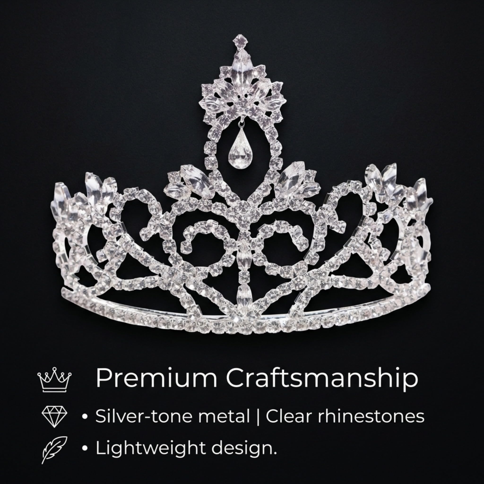 Anderson’s Sutton Rhinestone Tiara, 3 1/2" Silver Crown for Women, Sparkling Clear Crystal Headpiece for Prom, Homecoming, Pageants & Weddings - Image 5