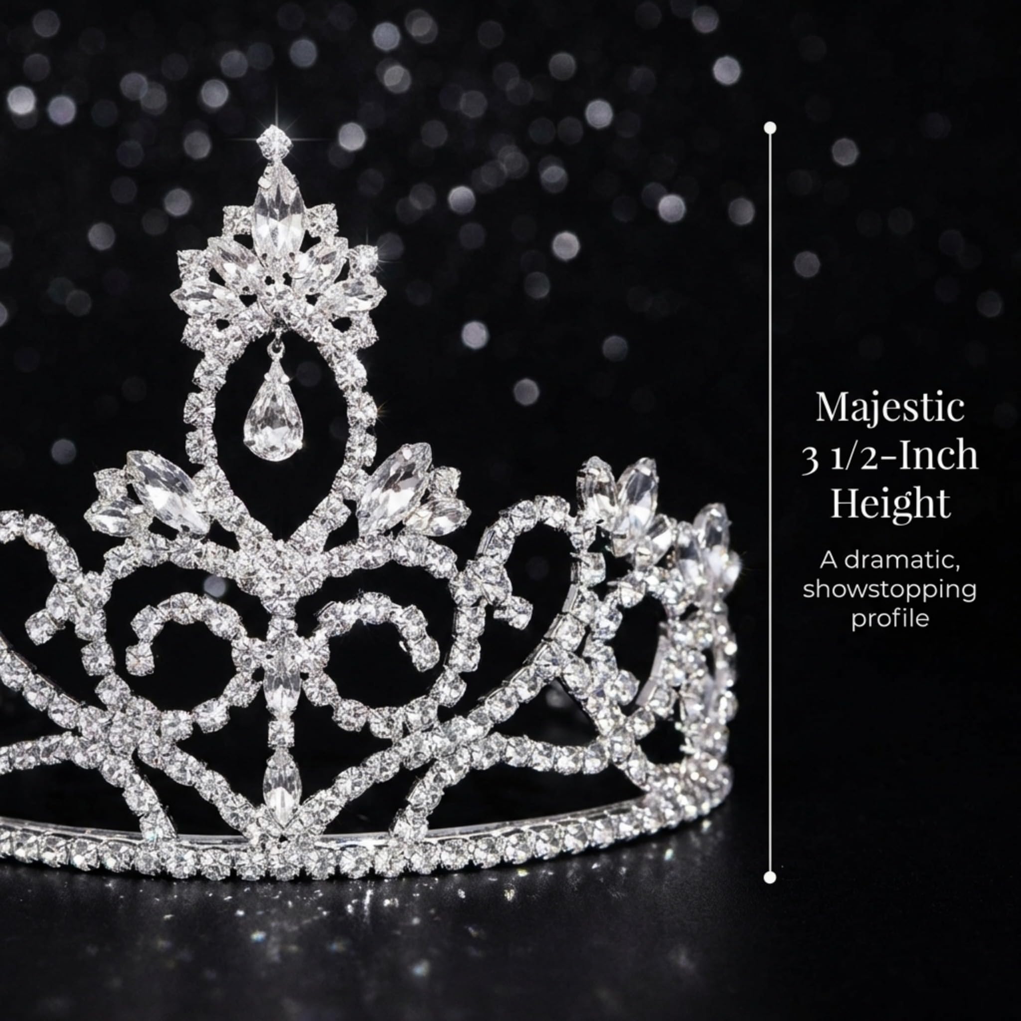 Anderson’s Sutton Rhinestone Tiara, 3 1/2" Silver Crown for Women, Sparkling Clear Crystal Headpiece for Prom, Homecoming, Pageants & Weddings - Image 7
