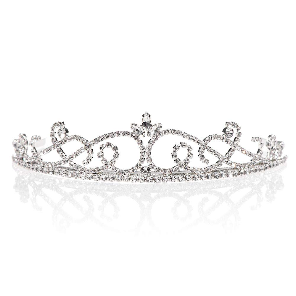 Anderson's Suzette Rhinestone Tiara, Elegant 1 1/4-Inch Clear Crystal Crown for Women, Adjustable Silver Band with Comfort Combs, Perfect for Weddings, Proms, Pageants, Quinceañeras, and Special Occasions