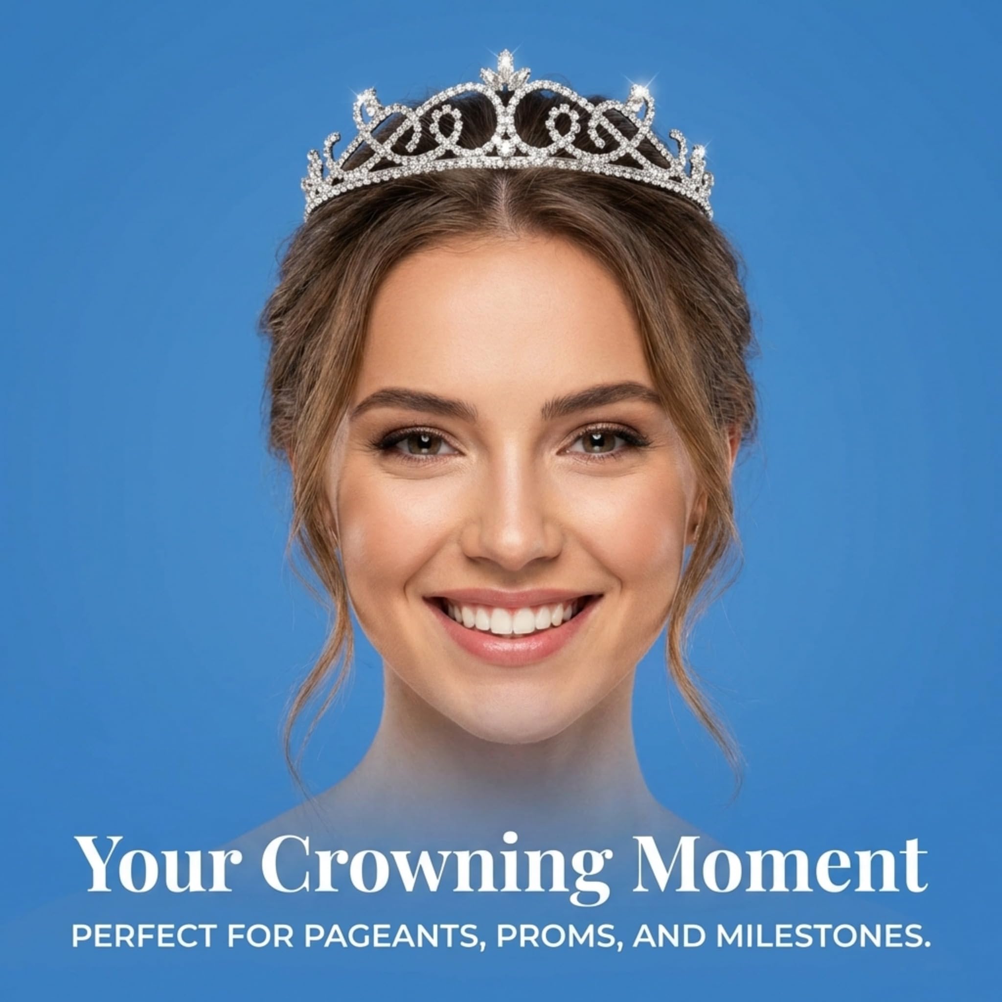 Anderson's Suzette Rhinestone Tiara, Elegant 1 1/4-Inch Clear Crystal Crown for Women, Adjustable Silver Band with Comfort Combs, Perfect for Weddings, Proms, Pageants, Quinceañeras, and Special Occasions - Image 2