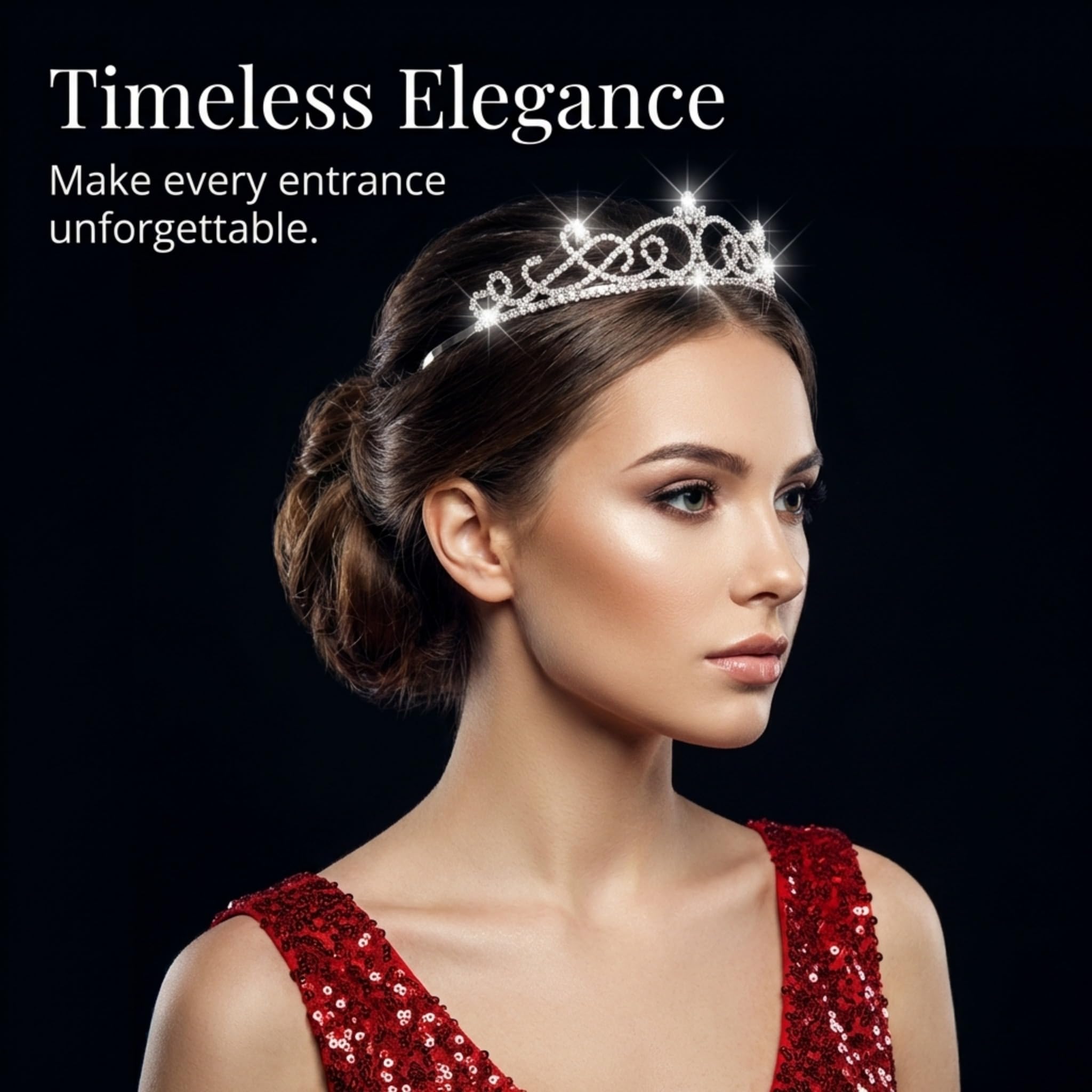 Anderson's Suzette Rhinestone Tiara, Elegant 1 1/4-Inch Clear Crystal Crown for Women, Adjustable Silver Band with Comfort Combs, Perfect for Weddings, Proms, Pageants, Quinceañeras, and Special Occasions - Image 3