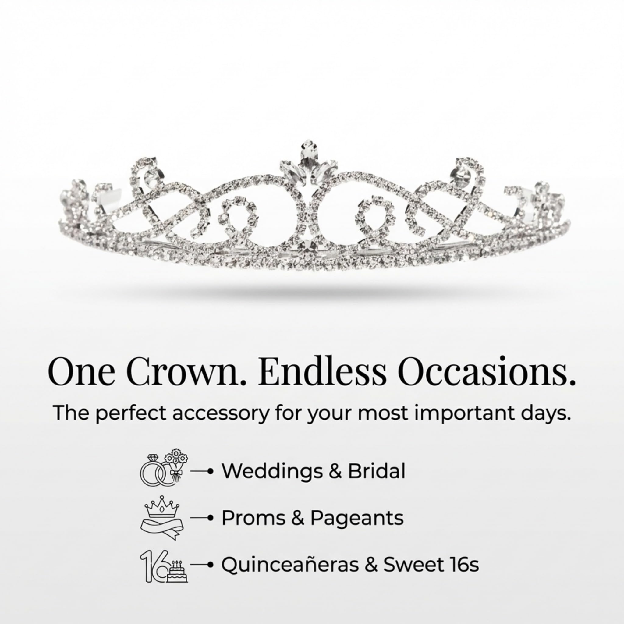 Anderson's Suzette Rhinestone Tiara, Elegant 1 1/4-Inch Clear Crystal Crown for Women, Adjustable Silver Band with Comfort Combs, Perfect for Weddings, Proms, Pageants, Quinceañeras, and Special Occasions - Image 4