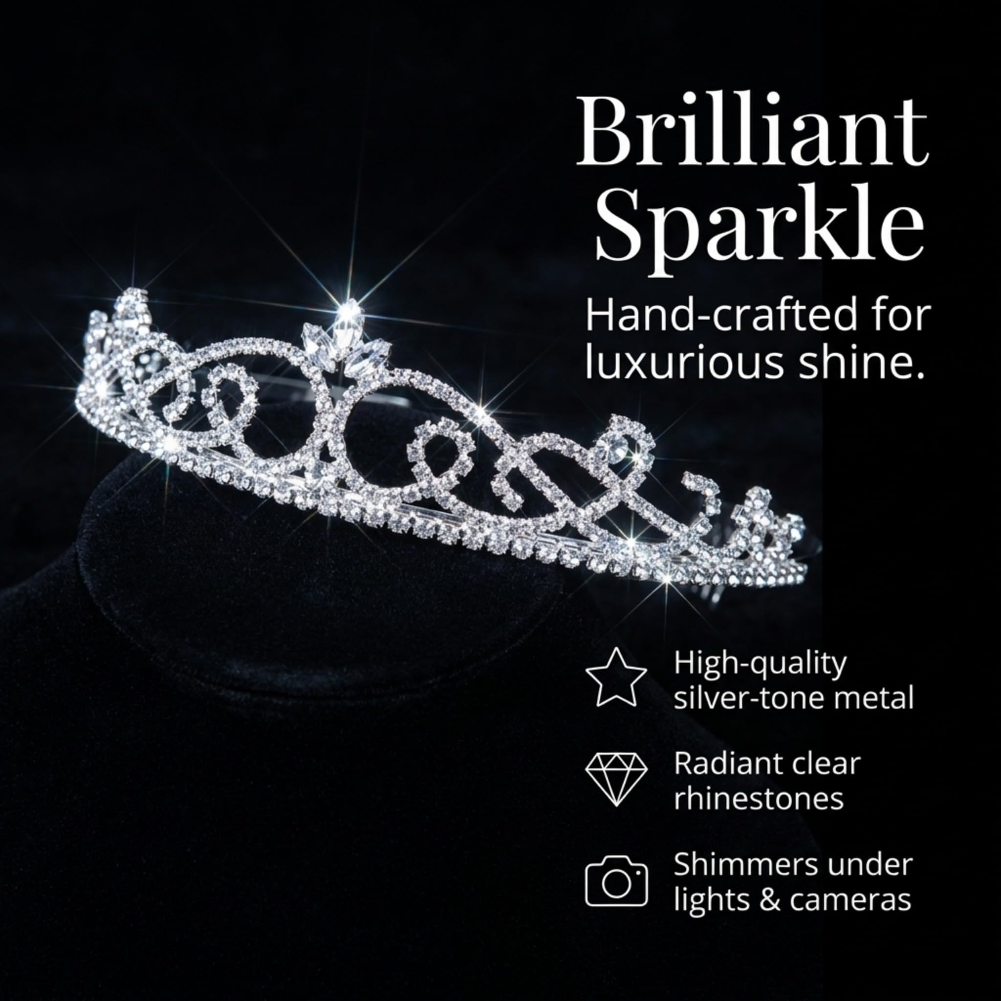 Anderson's Suzette Rhinestone Tiara, Elegant 1 1/4-Inch Clear Crystal Crown for Women, Adjustable Silver Band with Comfort Combs, Perfect for Weddings, Proms, Pageants, Quinceañeras, and Special Occasions - Image 7